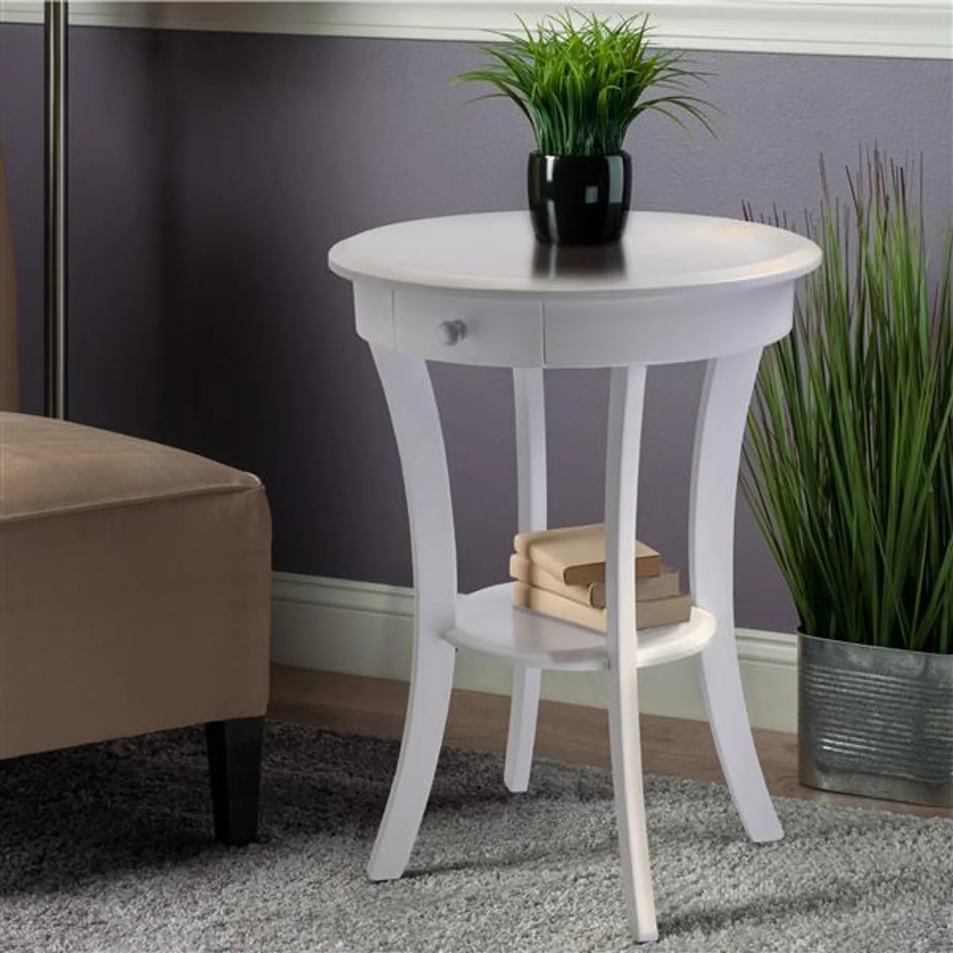 Table Sasha, 20 po x 27 po, bois, blanc