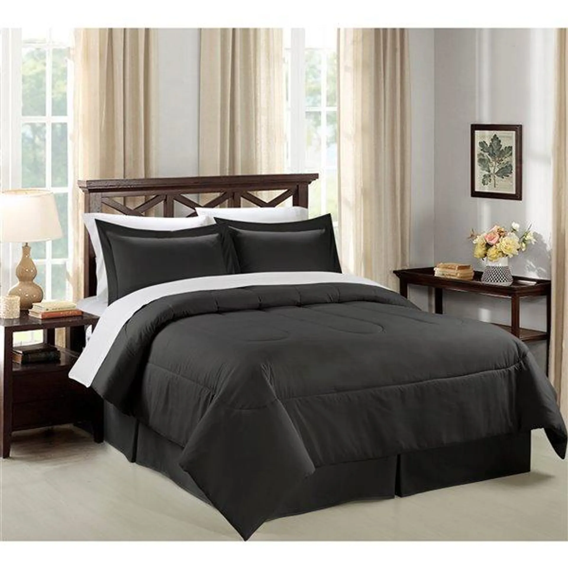 Ensemble de couette 8 pièces de Swift Home noir pour grand lit