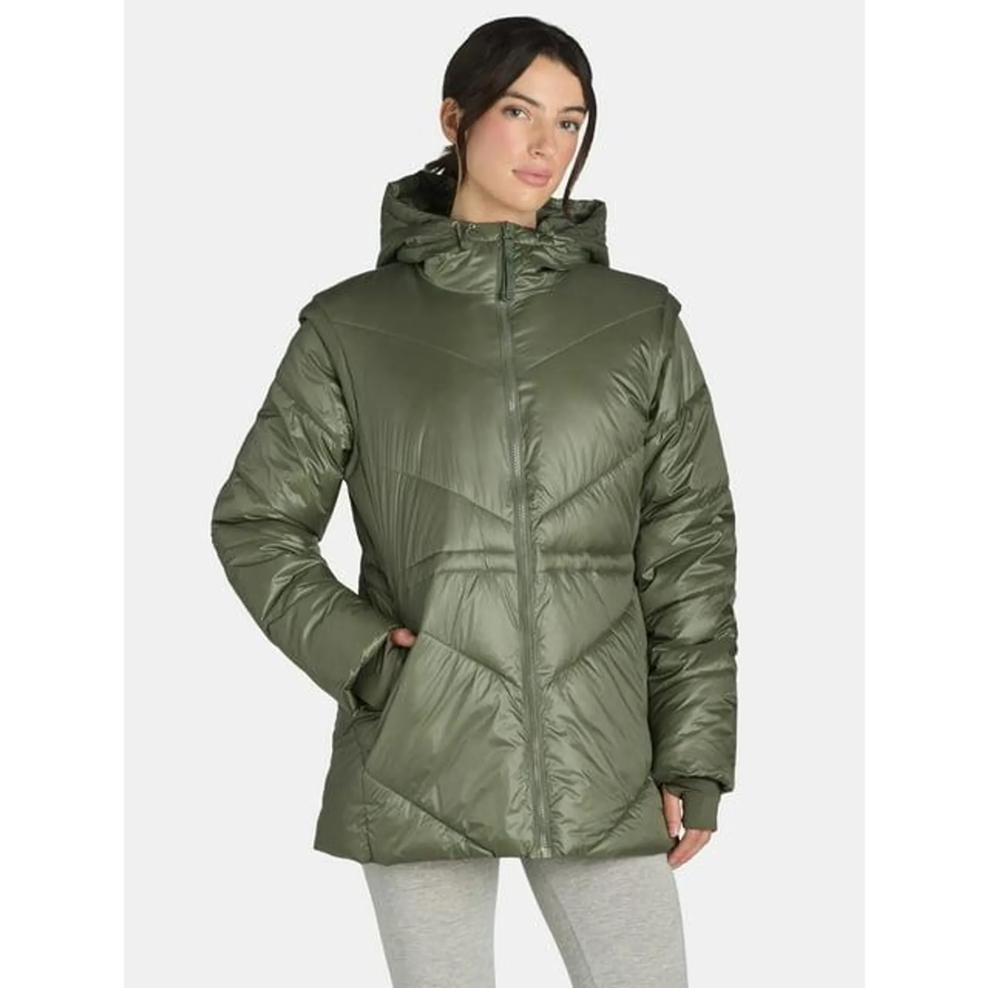 Ozark Trail Women’s and Women’s Plus Convertible Puffer Jacket, Heavyweight, Sizes XS-3X