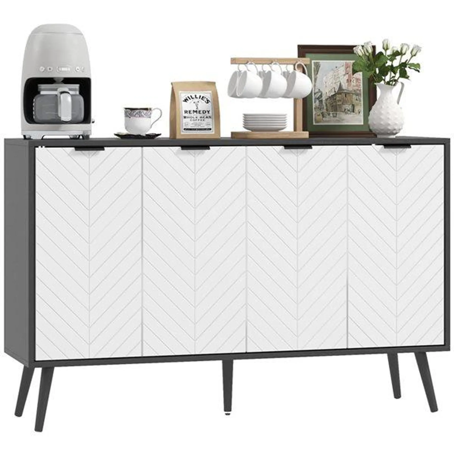 Buffet de rangement HOMCOM noir cadre en composite 47 po l. avec tablettes ajustables