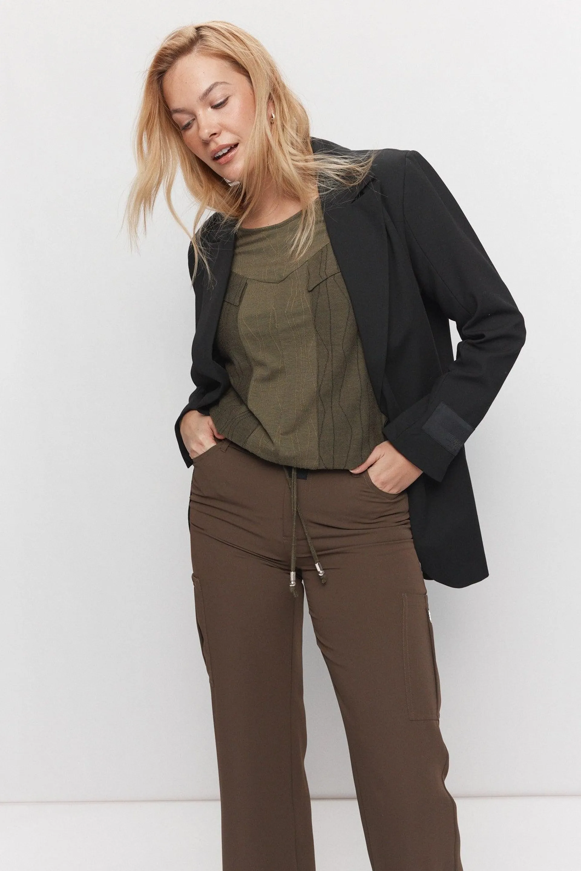 Chandail vert-marron ajustable à la taille | Mulberry