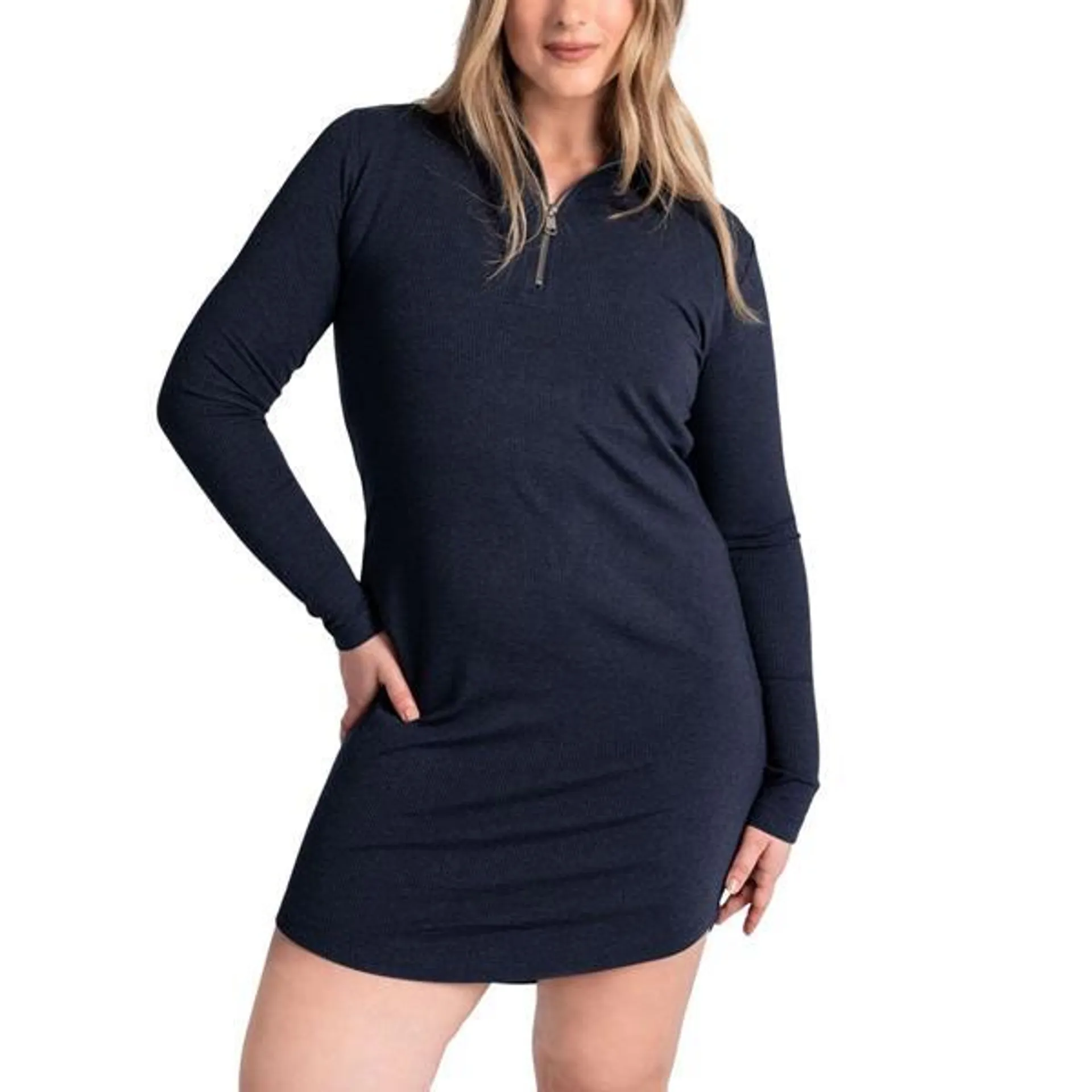 Robe à manches longues Traverse demi-glissière pour femme