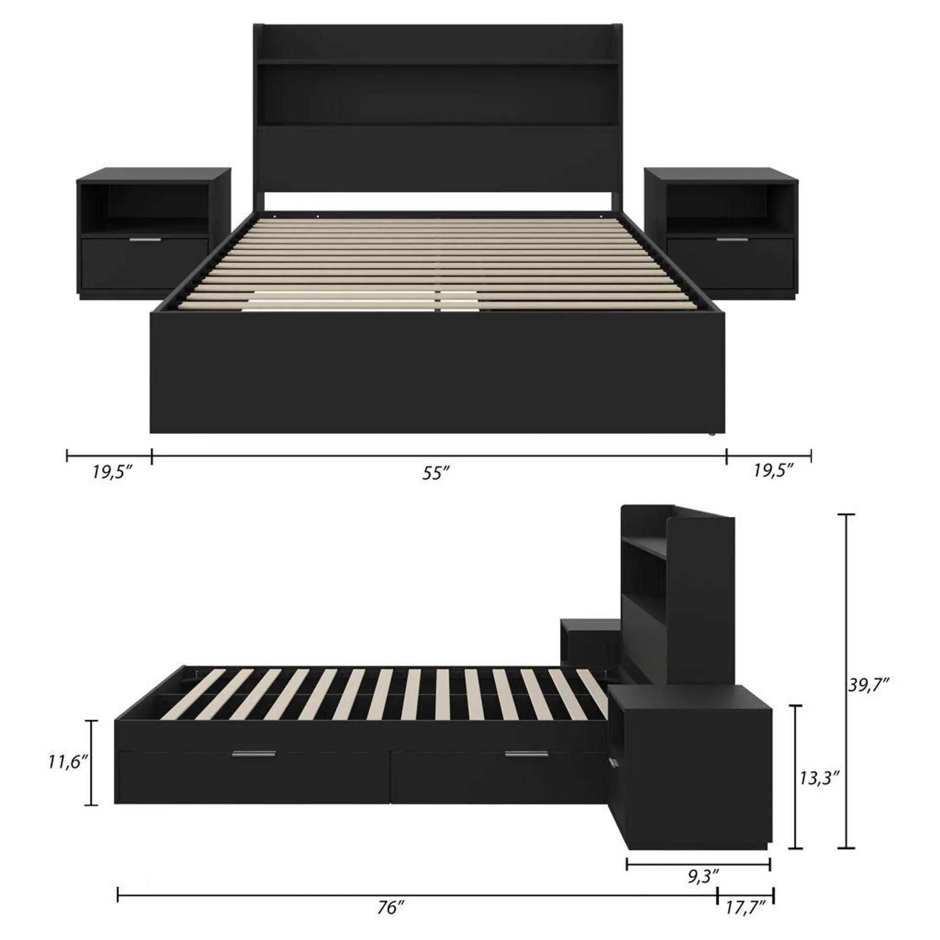 Mobilier de chambre à coucher Hunter - Double