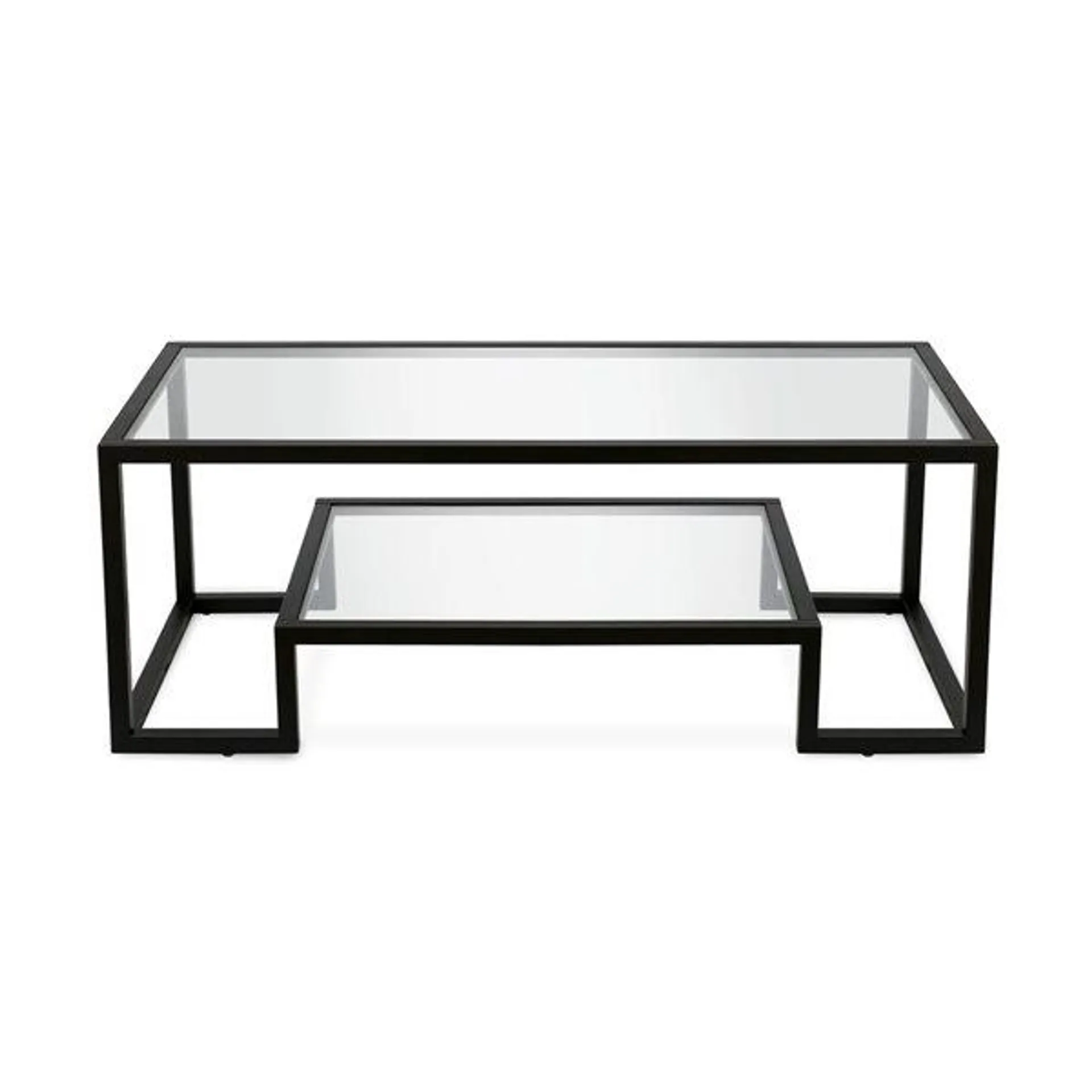 Table basse Athena de Hailey Home noir avec surface en verre