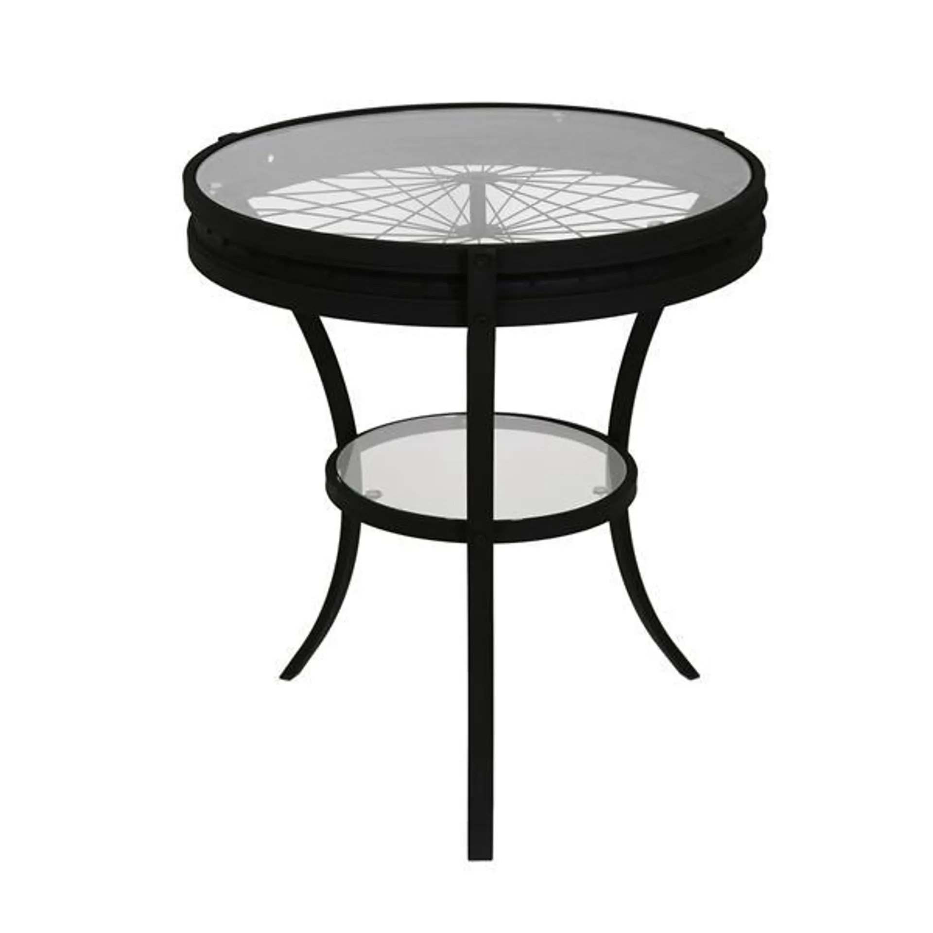 Table d'appoint, 22,5 po x 24 po, verre, noir