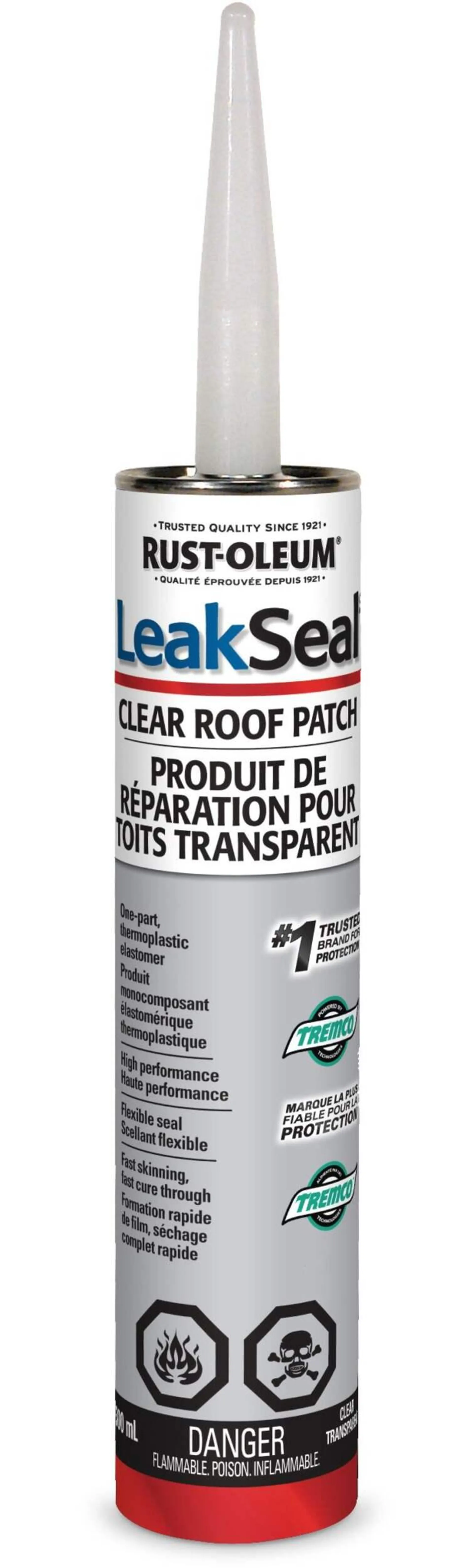 Bouche-toit incolore Rust-Oleum LeakSeal, intérieur/extérieur, scellant résistant à l'eau et aux intempéries, 300 mL