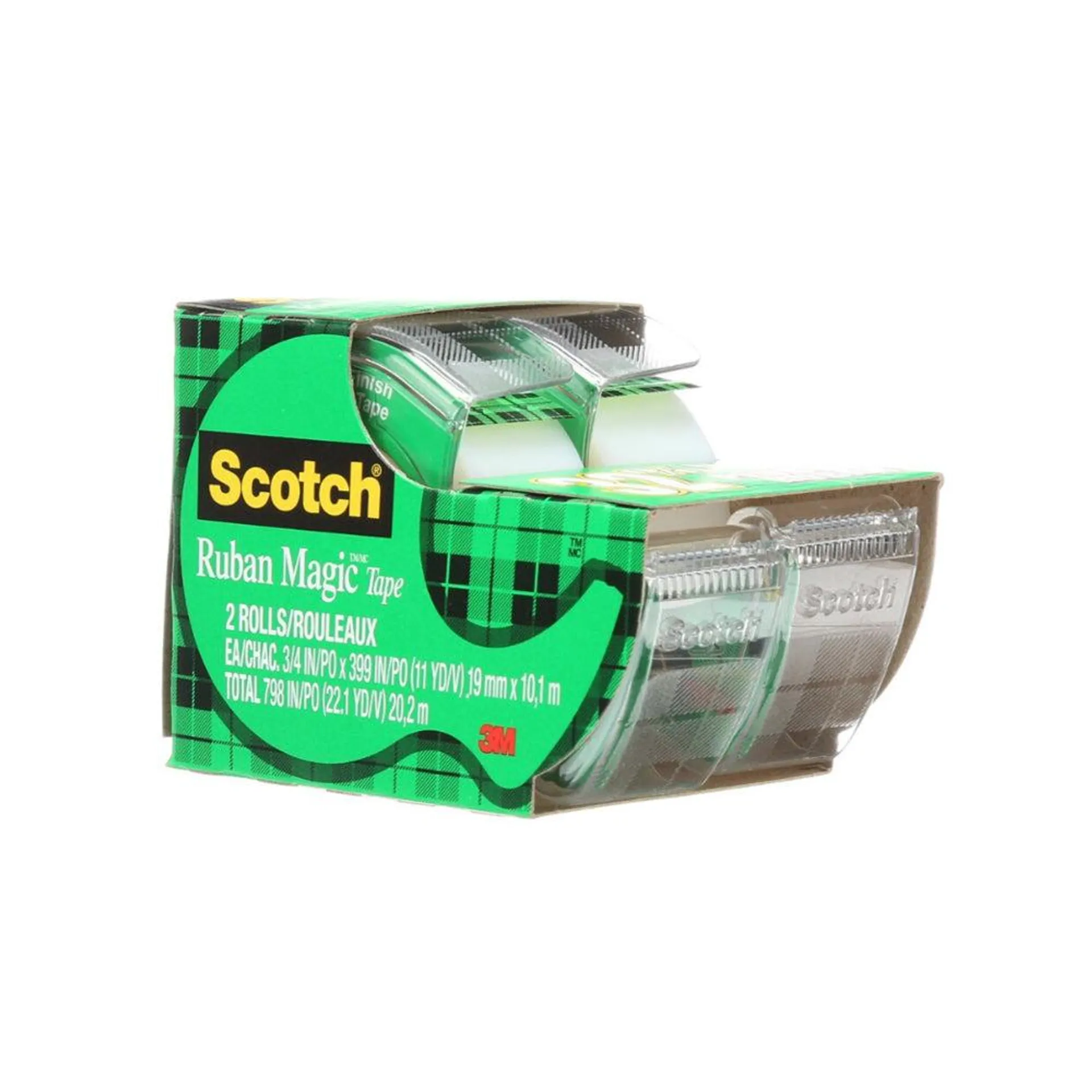 Scotch - Ruban Magic avec dévidoir, 19 mm x 7,6 m, paq./2