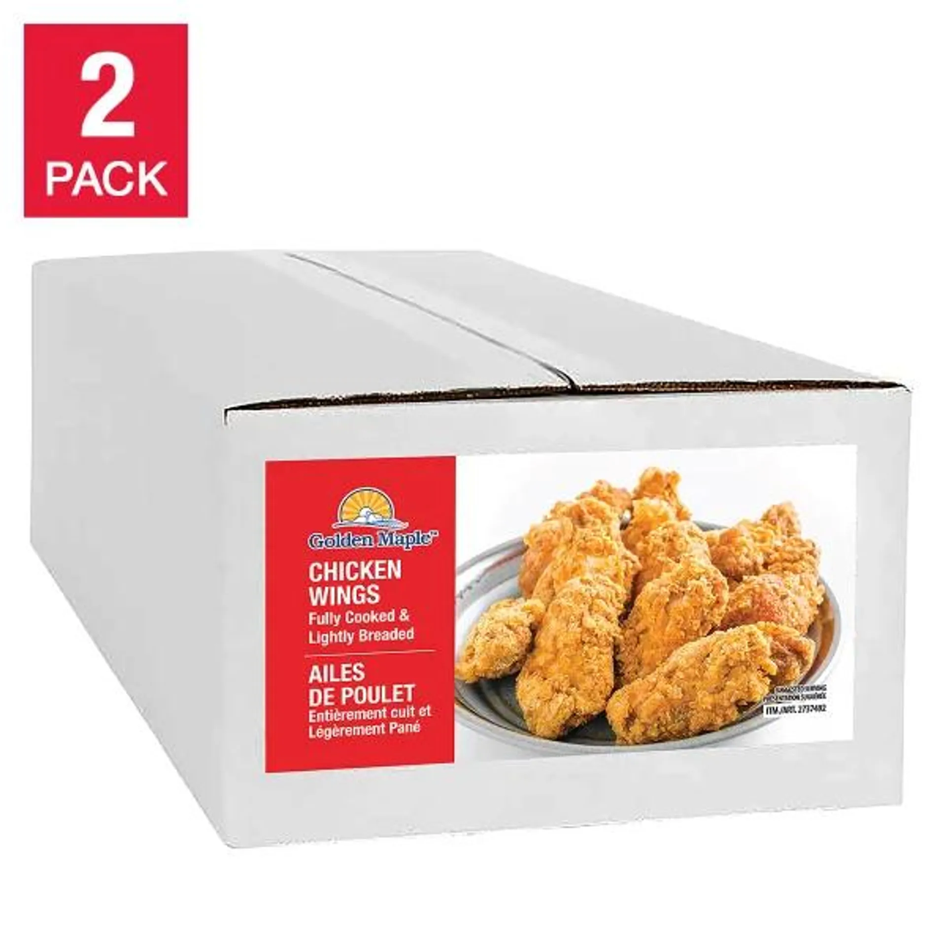 Golden Maple Fully Cooked Lightly Breaded Chicken Wings, 2 × 4 kg