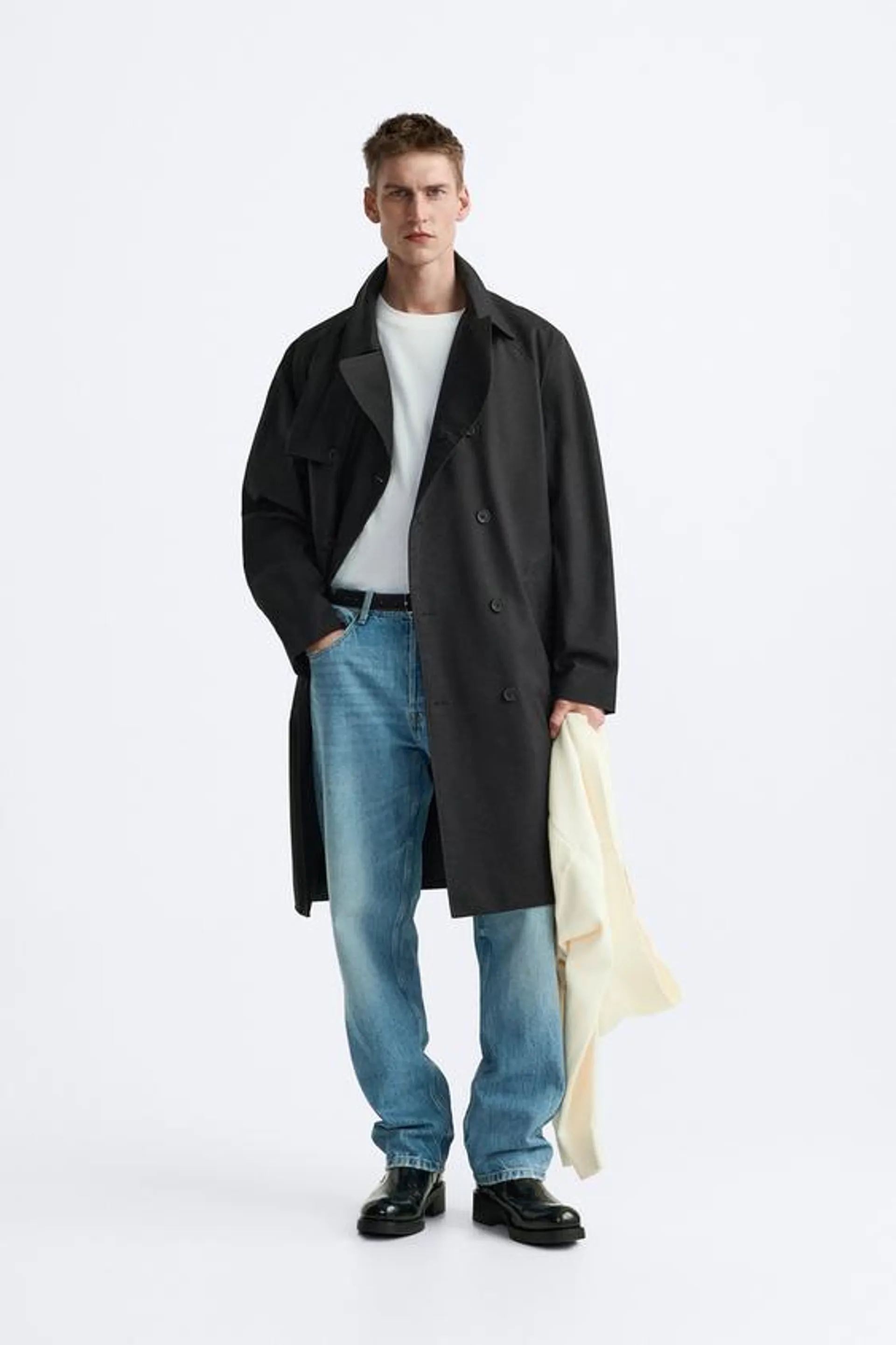 DOUBLE-BREASTED TECHNICAL TRENCH COAT