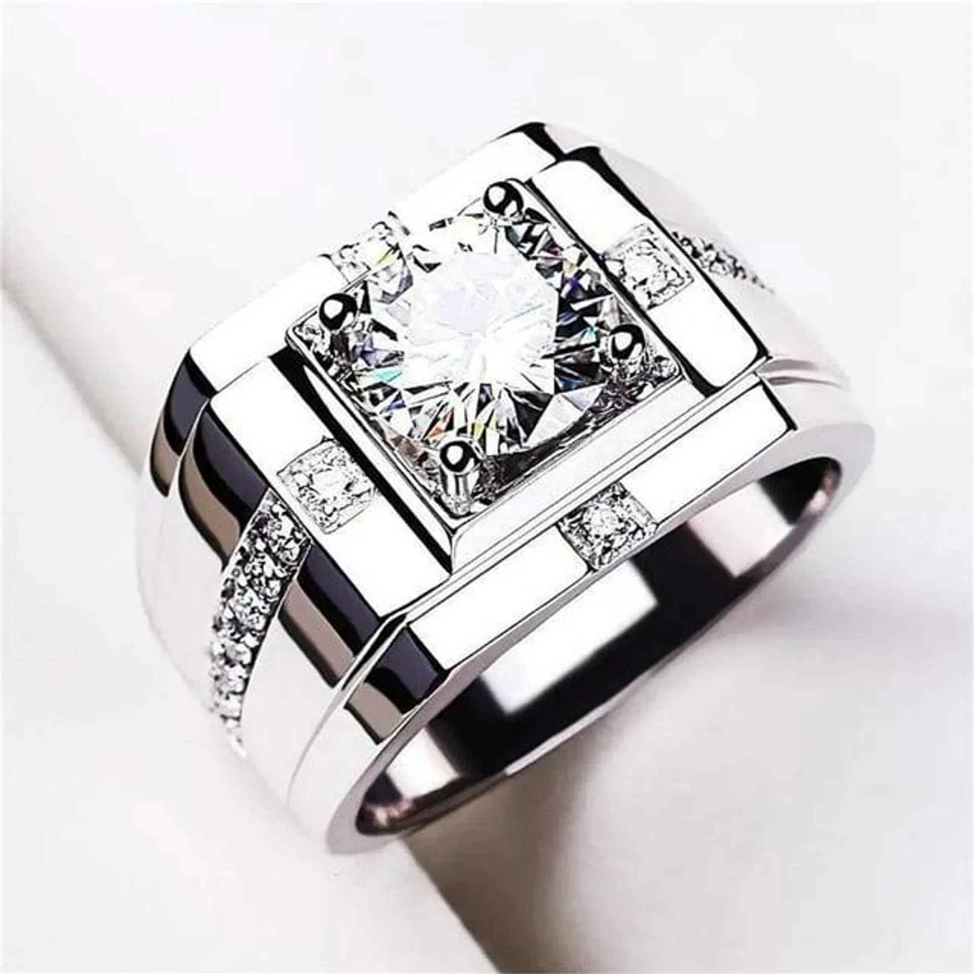 Feledorashia Modern, Diamond Christmas Gifts Ring, Silver, 0.778"