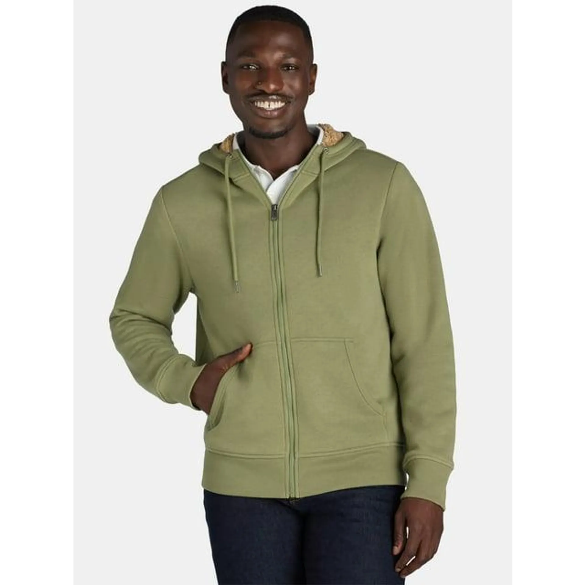 George Men's & Big Men's High Pile Fleece Lined Jacket with Hood, Sizes S-3XL