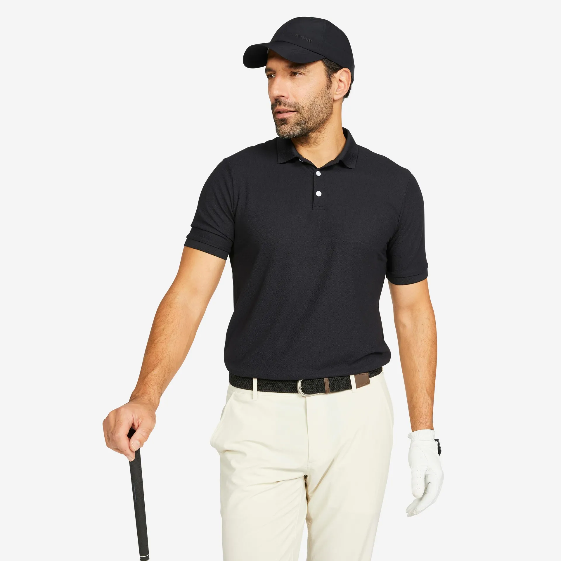 Polera piqué golf manga corta Hombre - WW500 negro