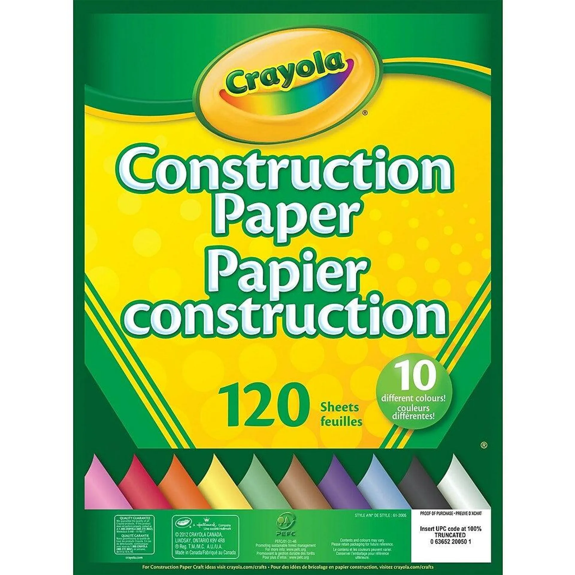 Crayola - Papier de bricolage - 10 couleurs - 120 feuilles