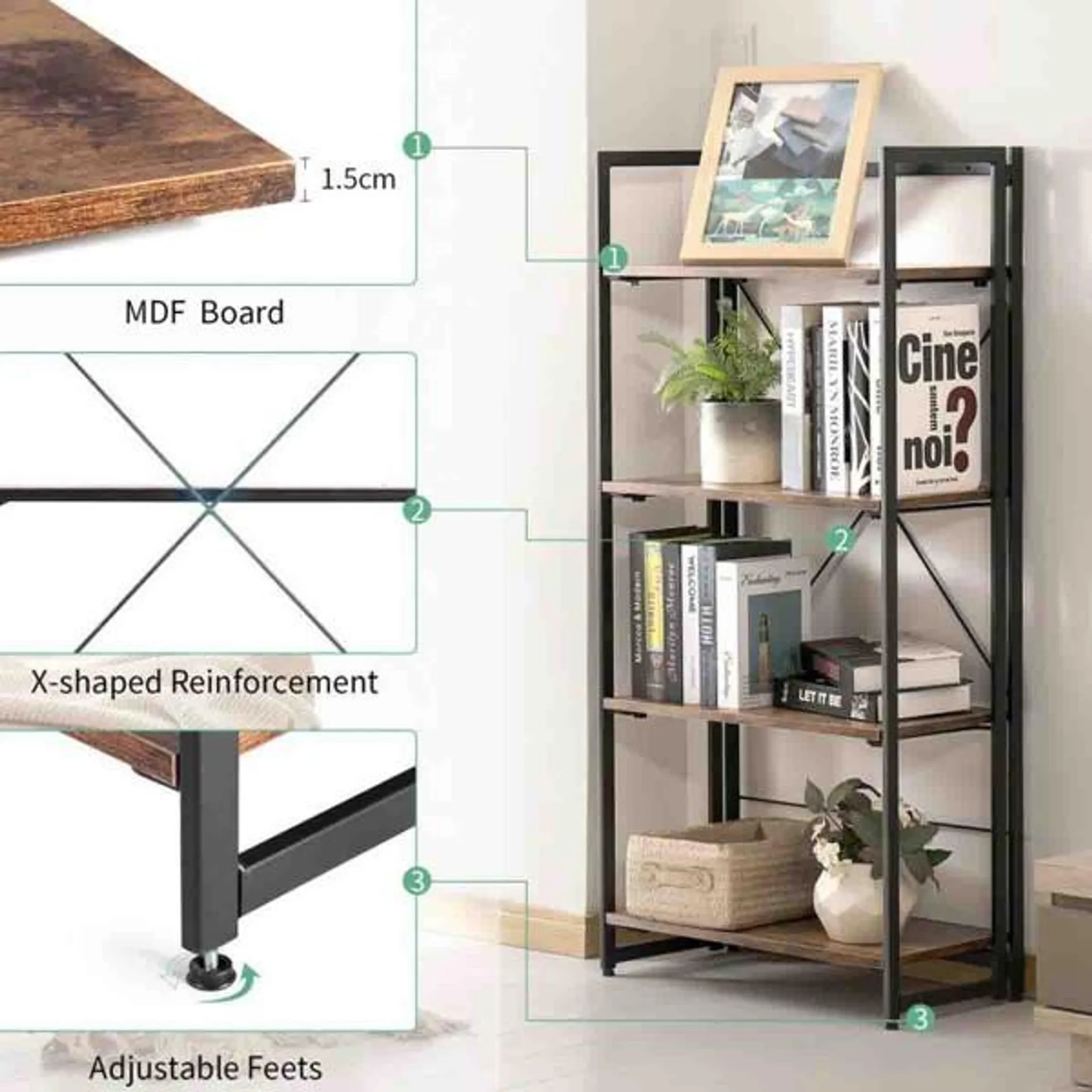 Meuble de rangement pliant à 4 niveaux