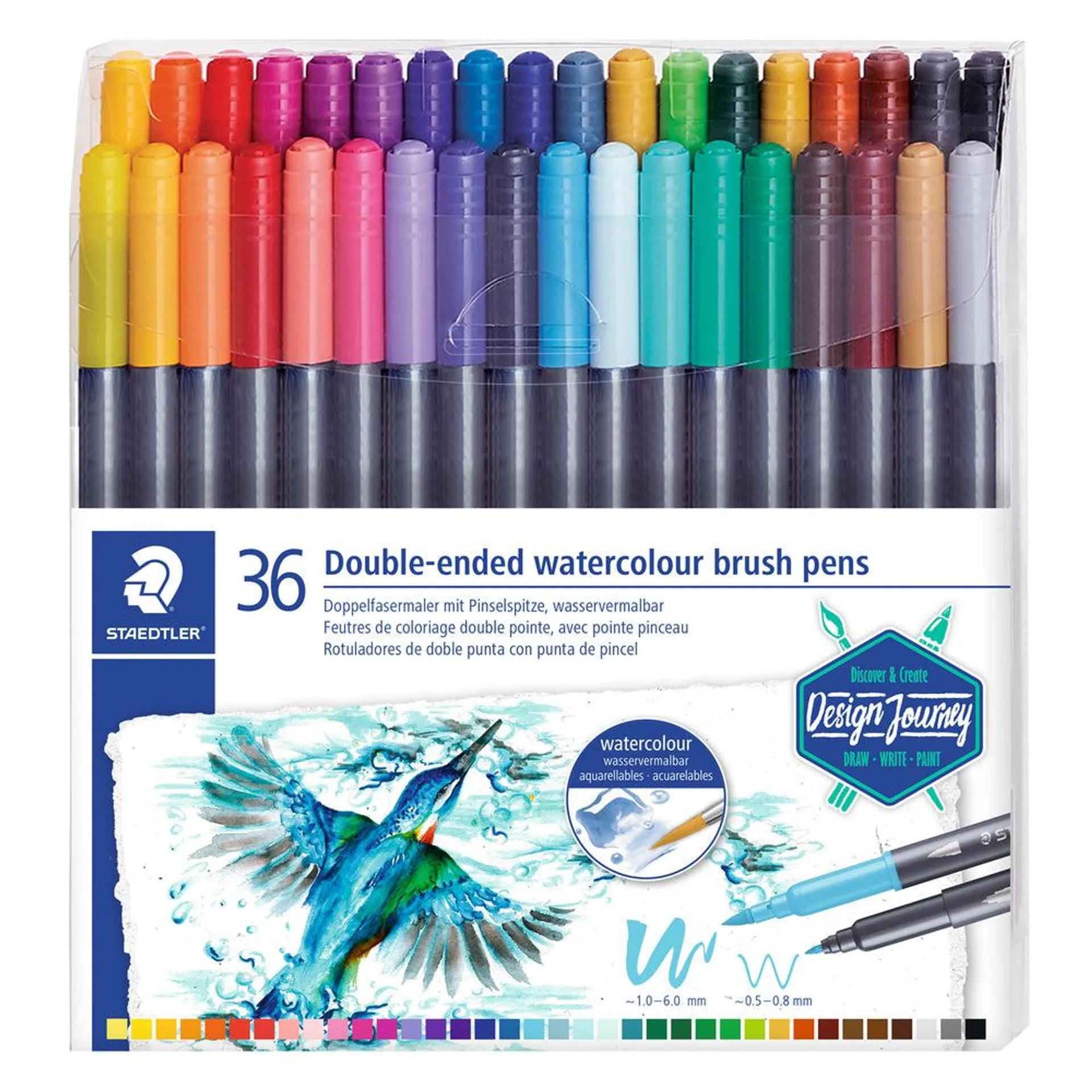 Staedtler - Stylos pinceaux aquarelle à double extrémité - paquet de 36