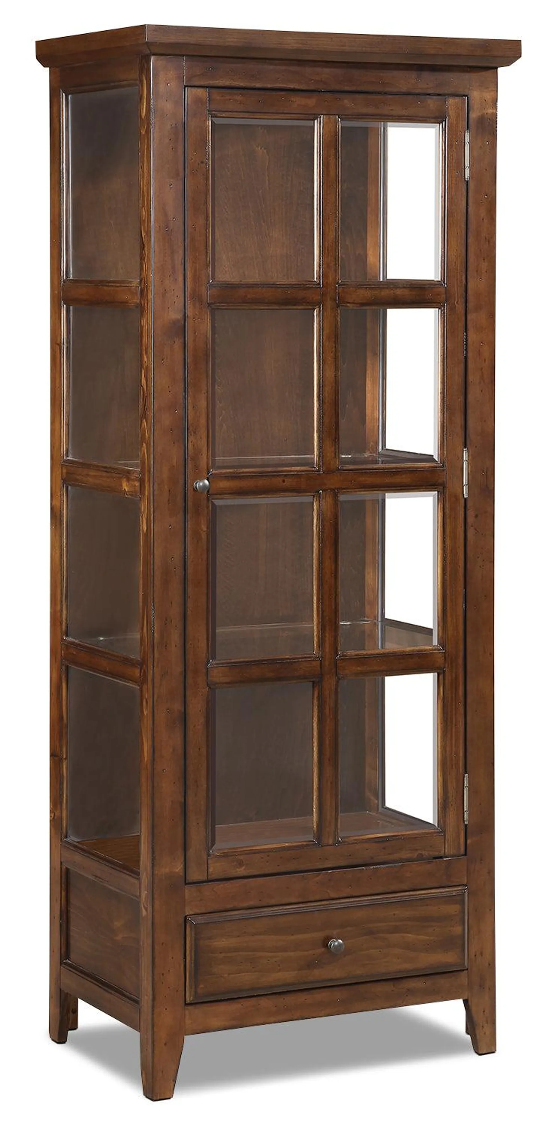 Armoire vitrée Bardini de 28,25 po avec porte en verre encadrée - brun cerisier