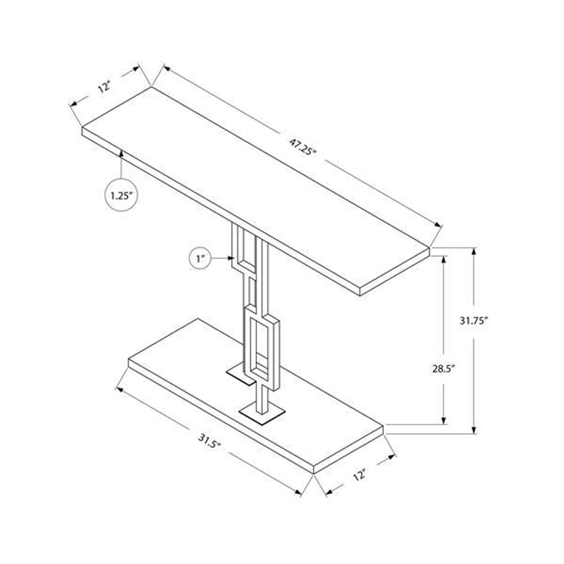 Table d'appoint Monarch, 47,25 po x 31,75 po, cappuccino