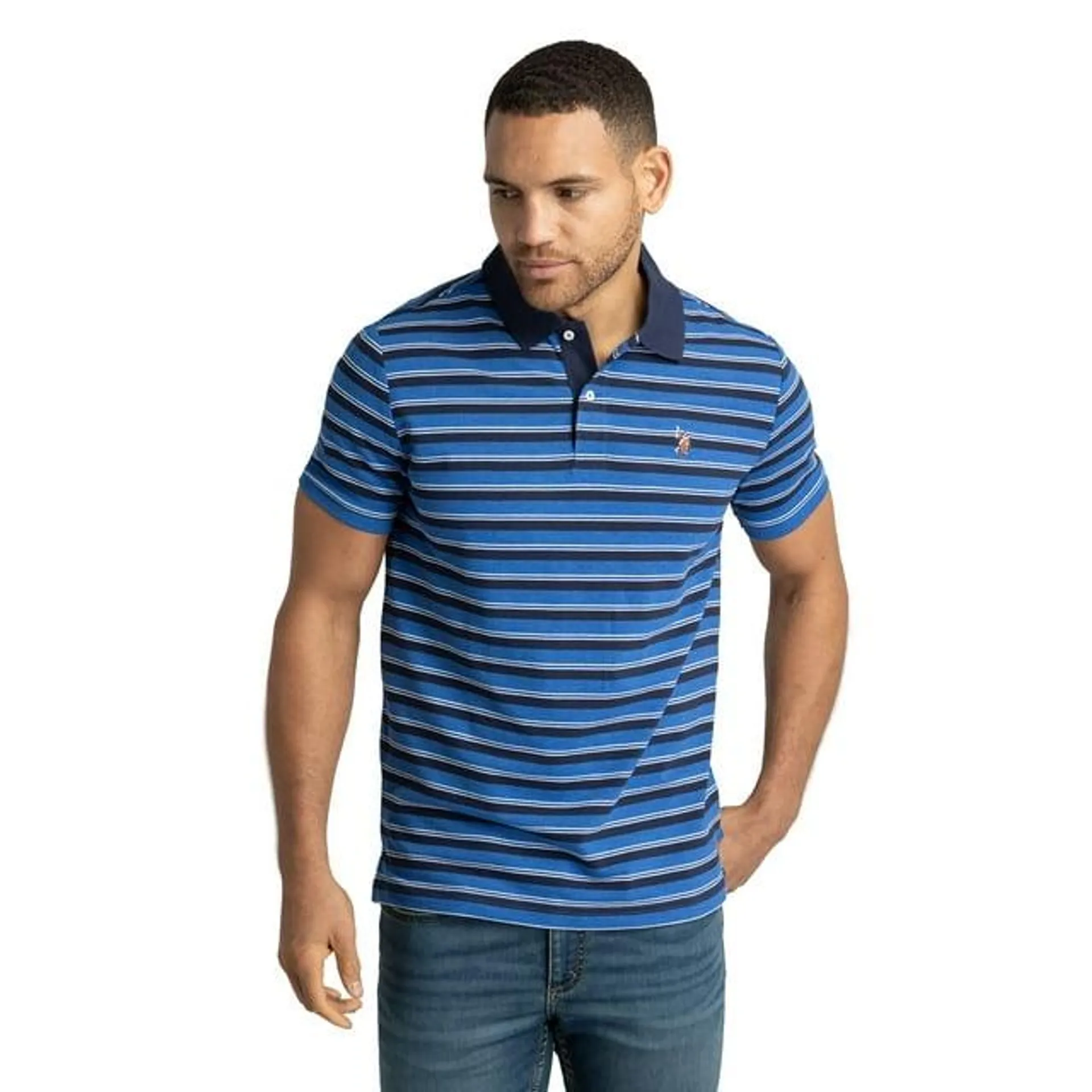 U.S. Polo Assn. Men's Stripe Pique Polo Shirt