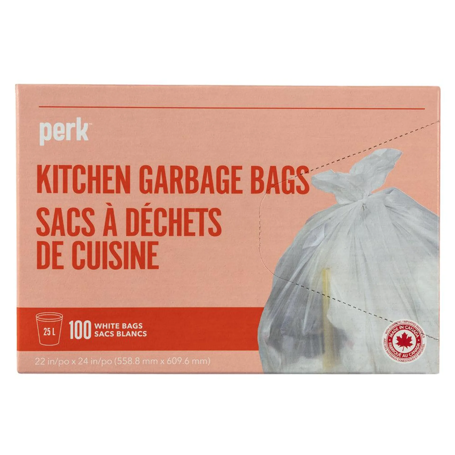 Perk - Grands sacs à ordures - blanc - Paquet de 100