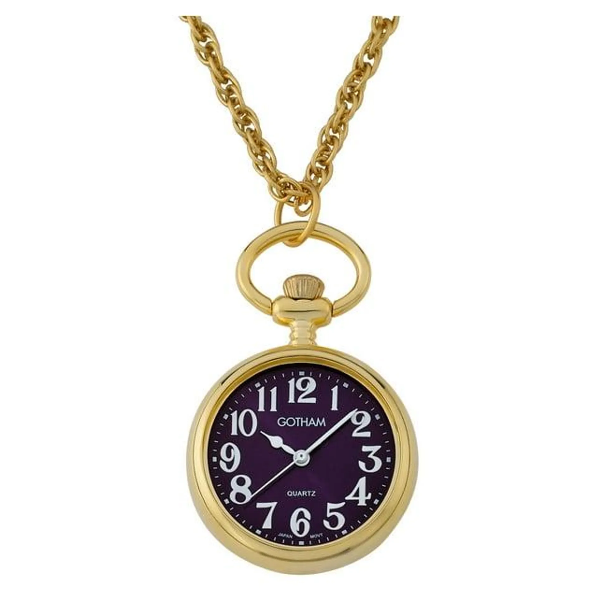 Gotham Women's Gold-Tone Open Face Pendant Watch with Chain # GWC14138GA