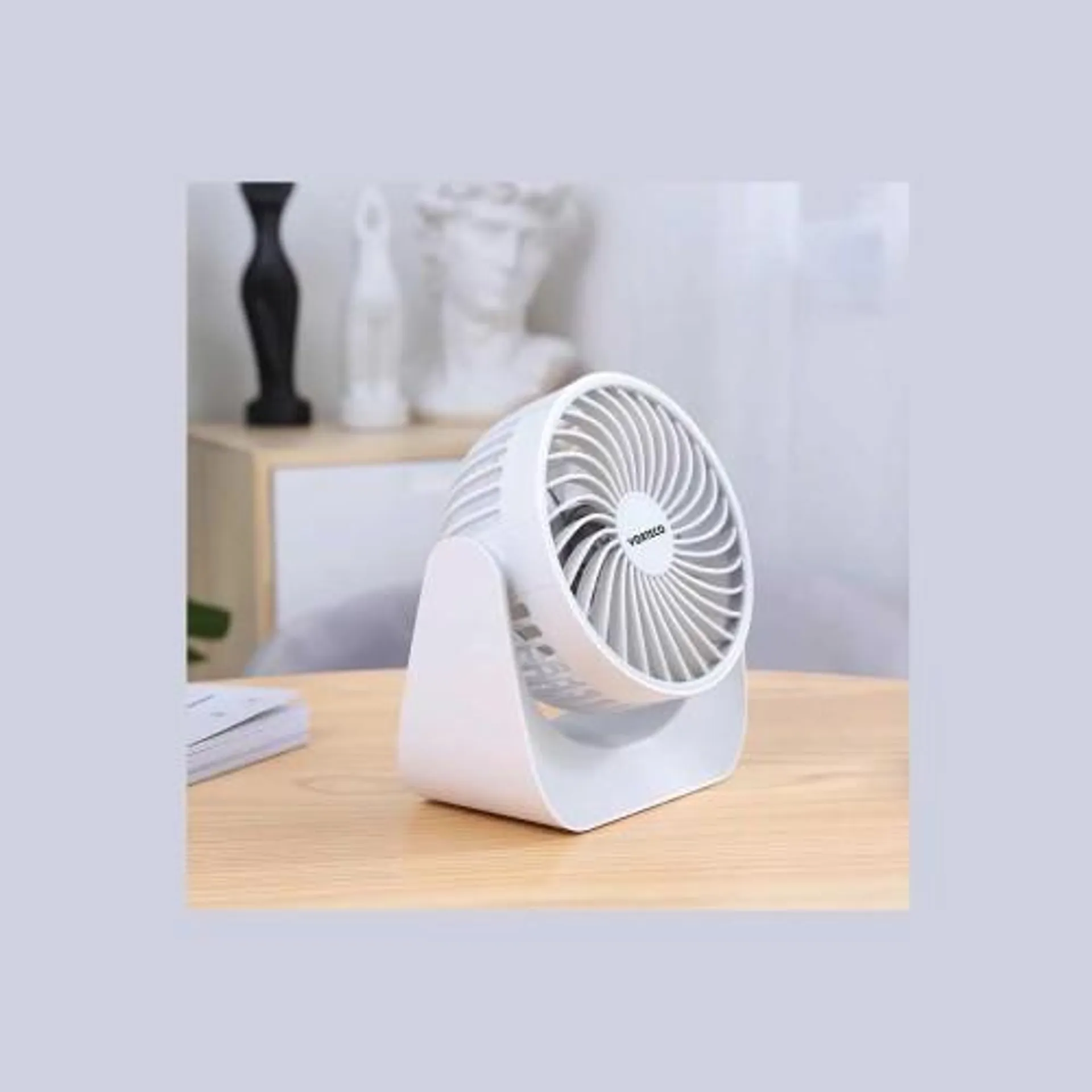 vorteco - Ventilateur de bureau rotatif à 360° blanc