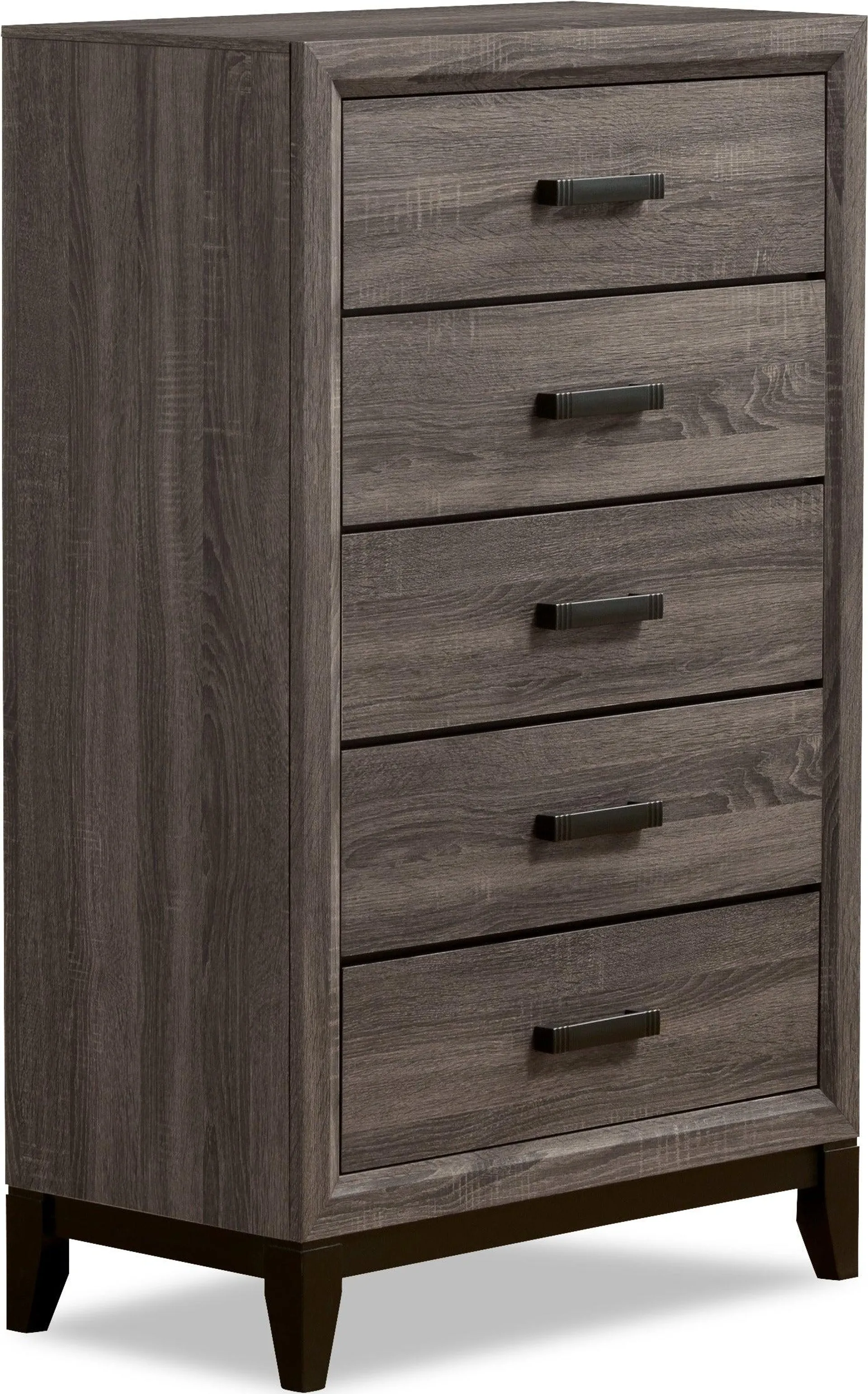 Commode verticale Kate de 31,1 po (L) x 50,4 po (H) à 5 tiroirs pour la chambre à coucher - gris-brun