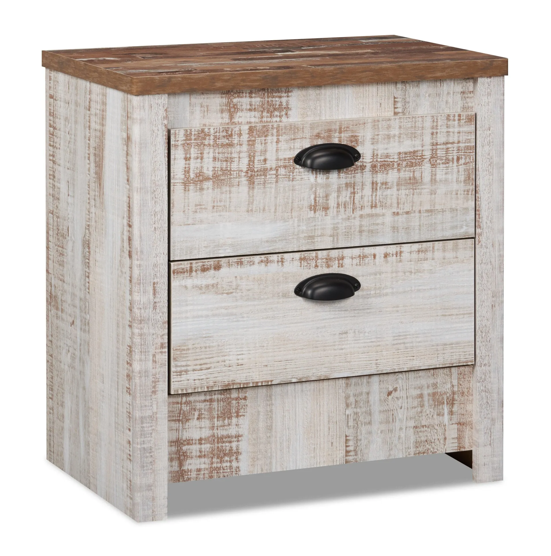 Kaia Bedside 2-Drawer Nightstand, 23.82"W x 25.1"H, Made in Canada - Whitewash