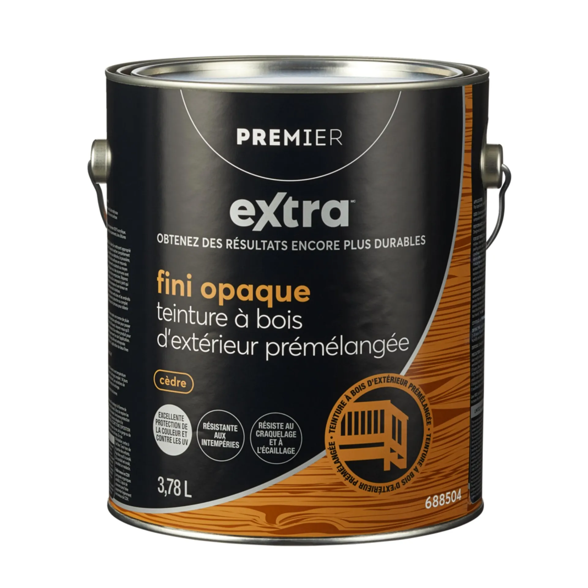 Teinture d'extérieur prémélangée pour bois Premier Extra, opaque, cèdre, 3,78 L/1 gallon