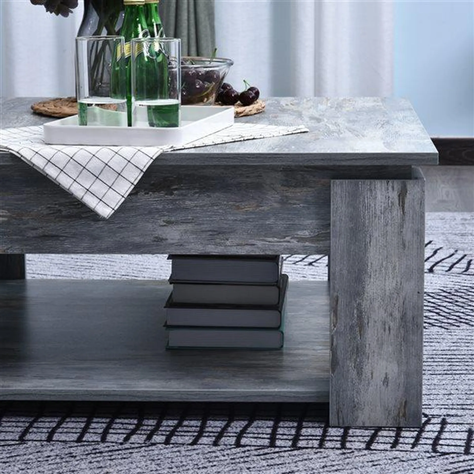 Table basse en composite gris par HomCom à 2 niveaux