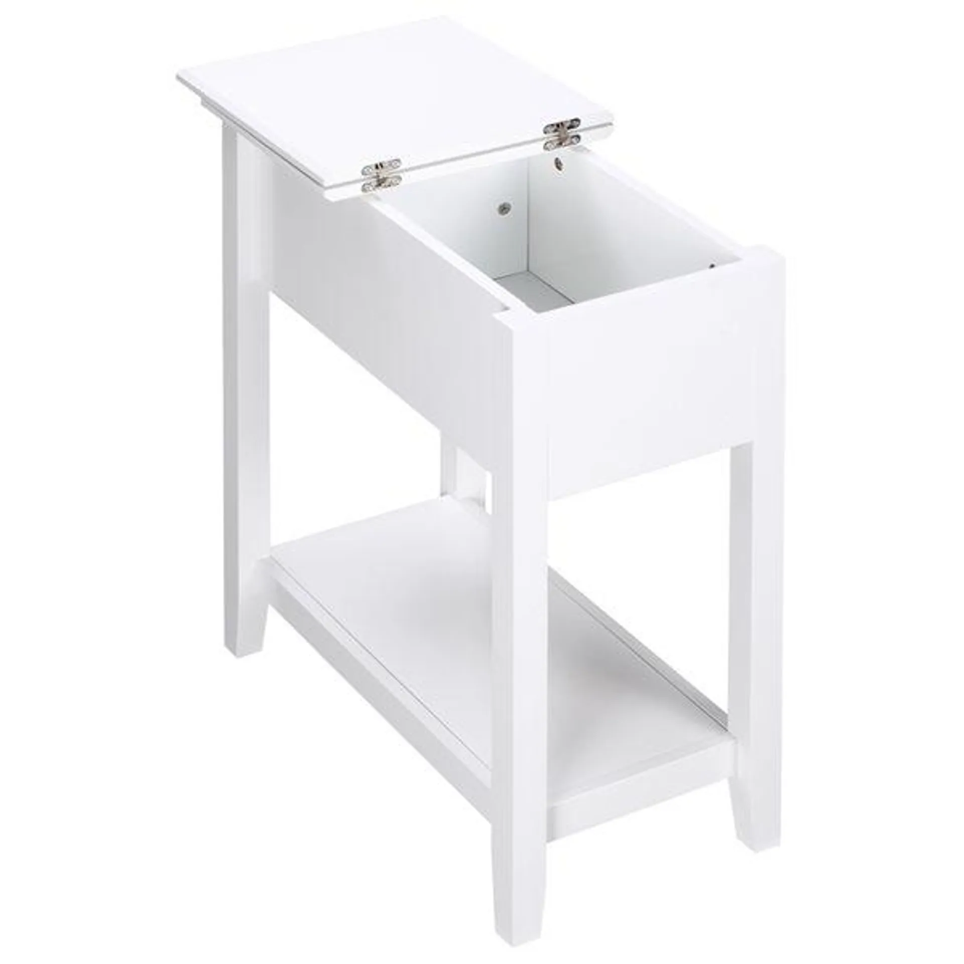Table pour canapé HOMCOM rectangulaire en composite blanc à dessus rabattable