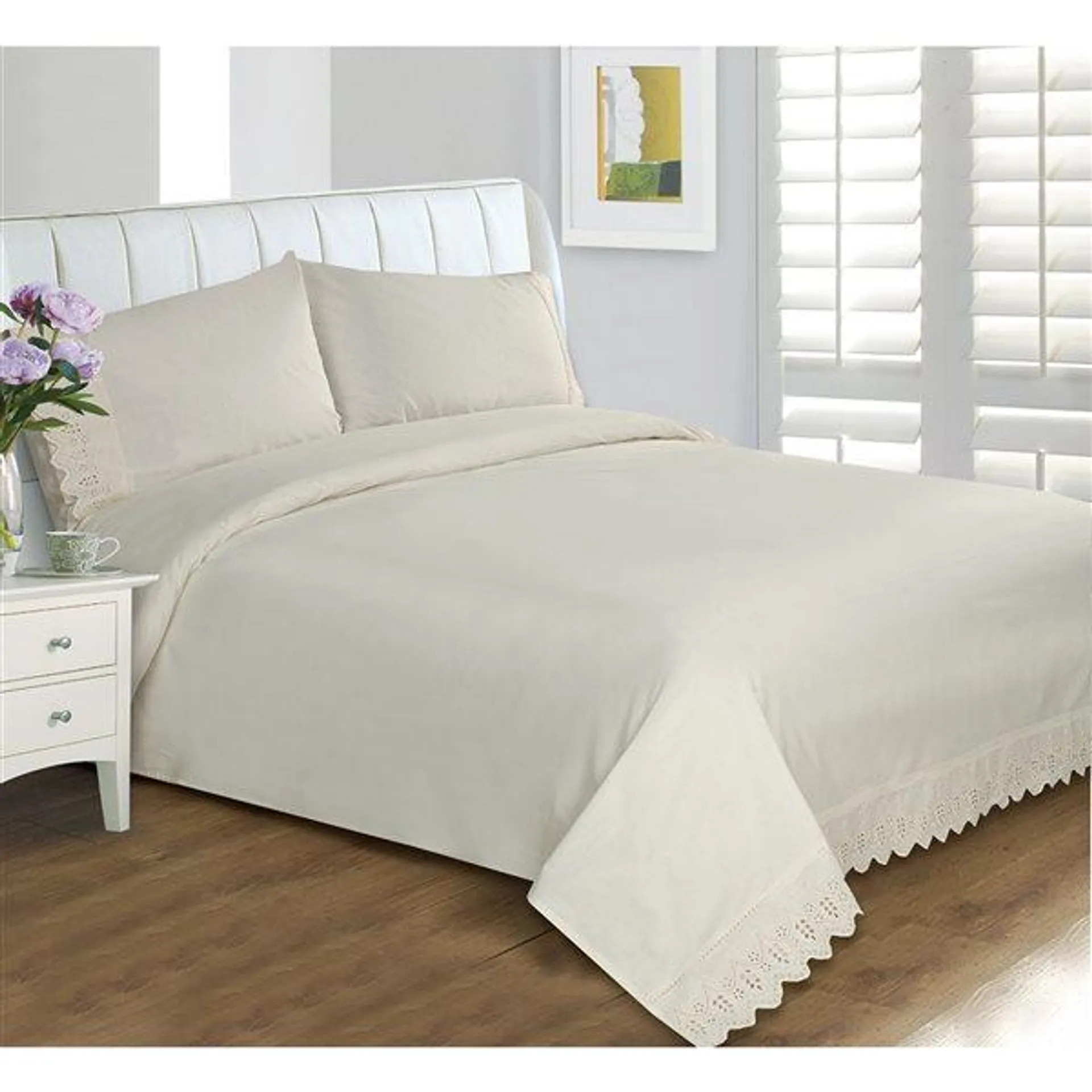 Ensemble de housse de couette Homefabrics crème pour grand lit, 3 mcx