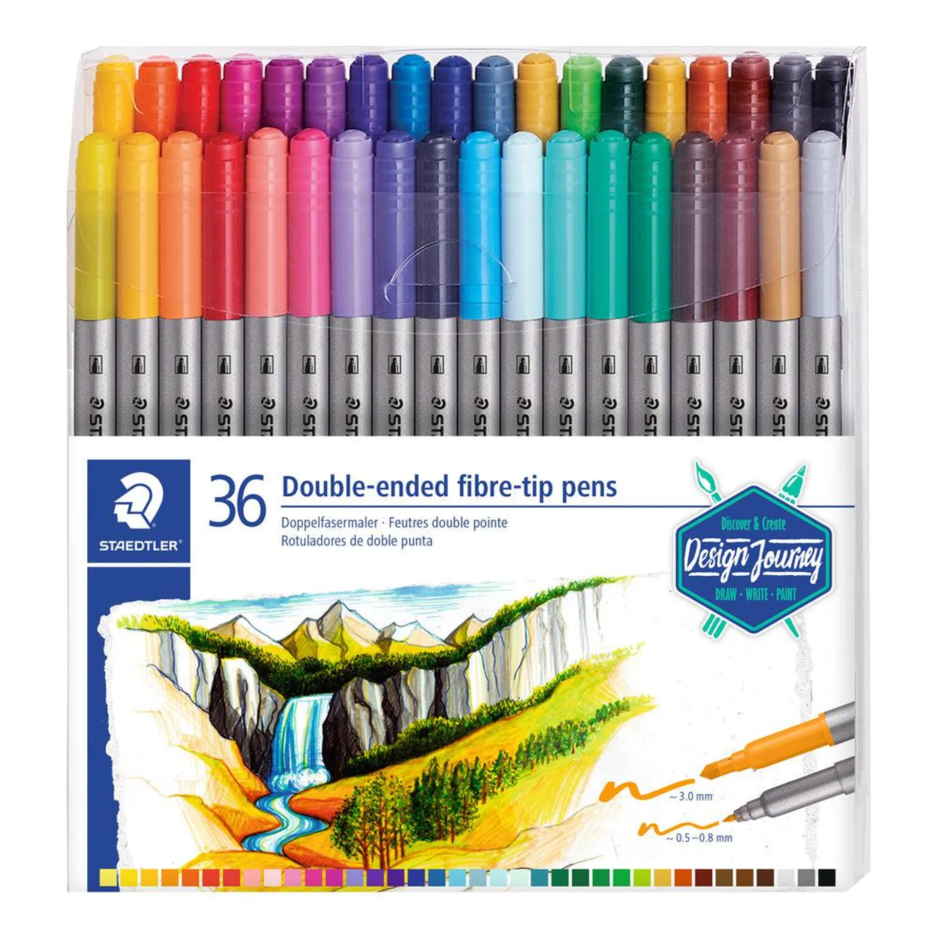 Staedtler - Stylos à pointe fibre bicolore, paquet de 36