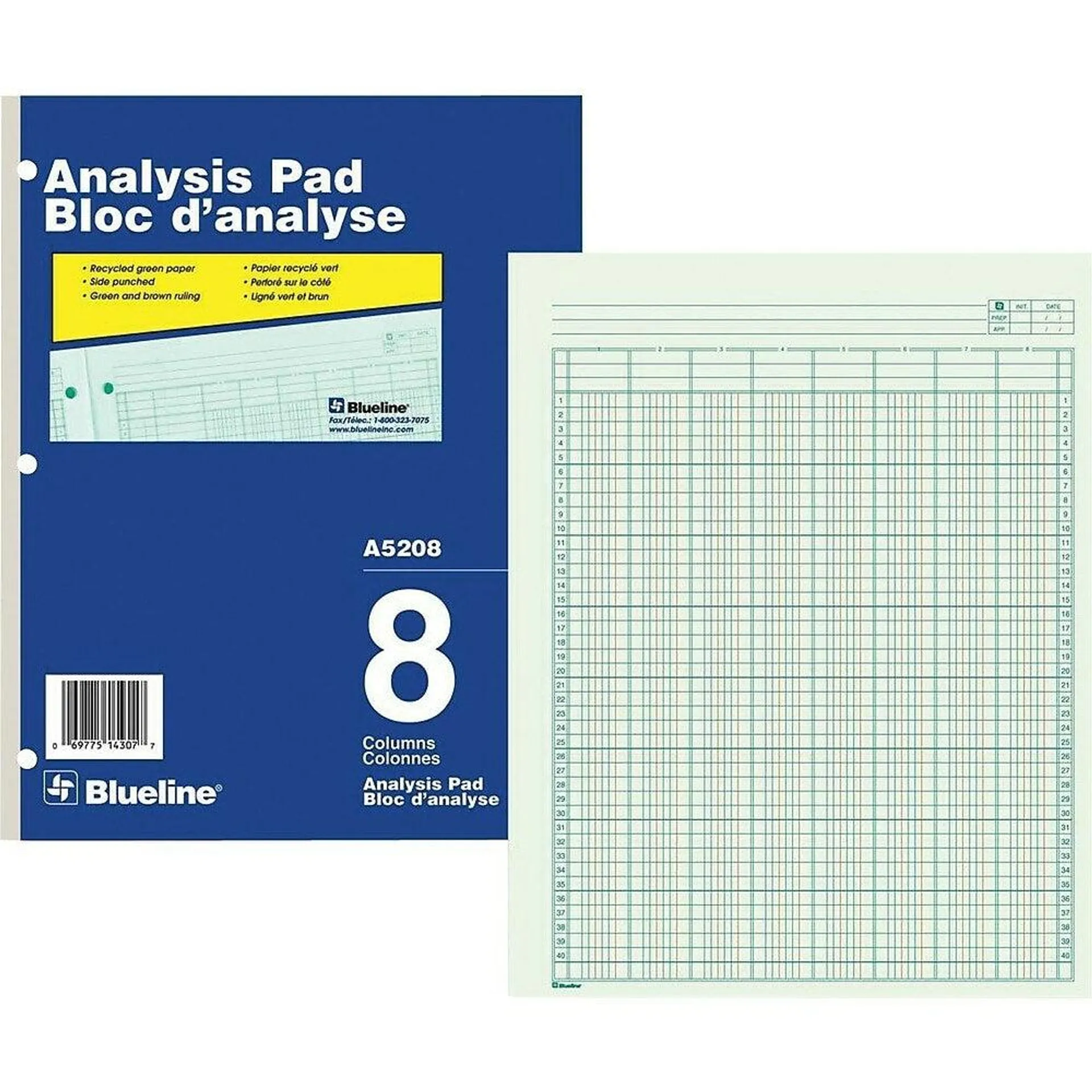 Blueline Tablette d'analyse A5208, 8 colonnes