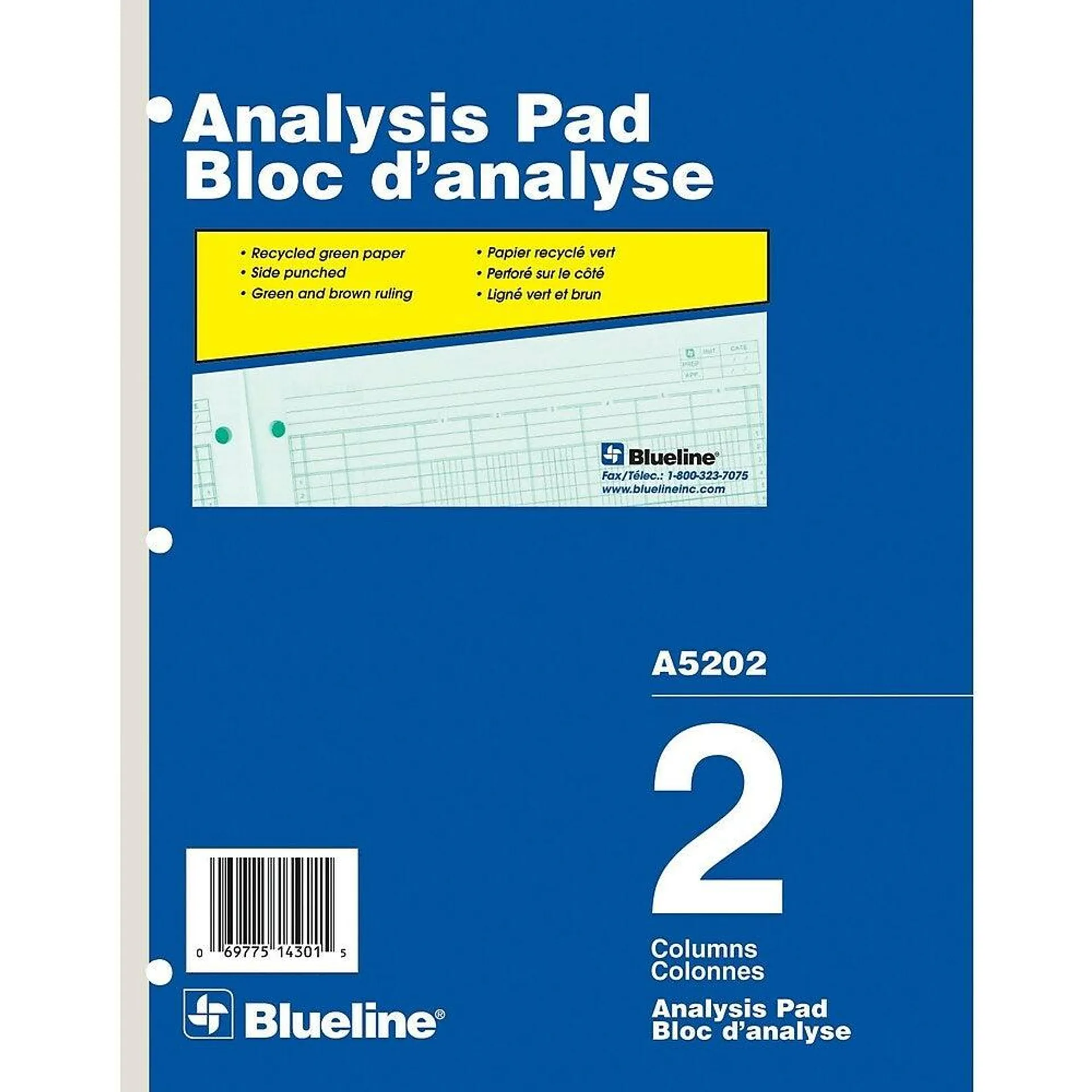 Blueline Tablette d'analyse A5202, 2 colonnes