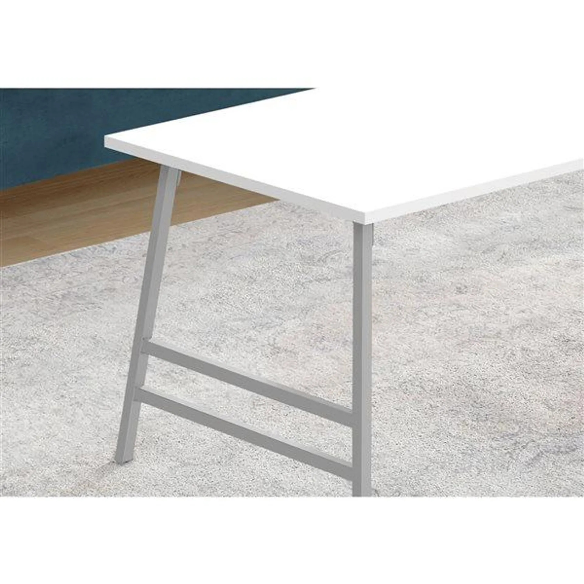 Table basse rectangulaire 40 po L de Monarch Specialties en stratifié blanc et pieds angulaires métal argent