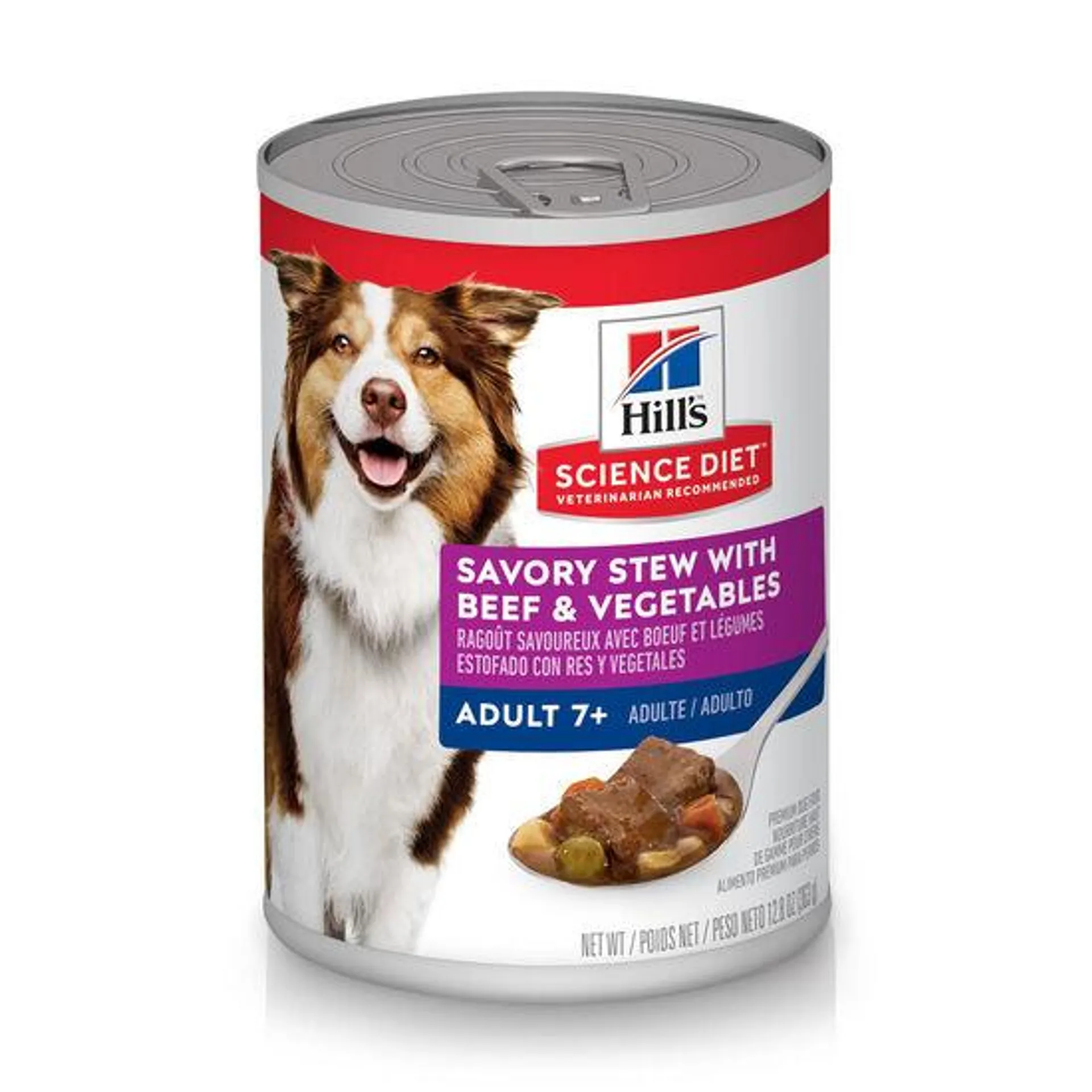 Dîner gros morceaux en sauce au bœuf et légumes pour chiens adultes 7+