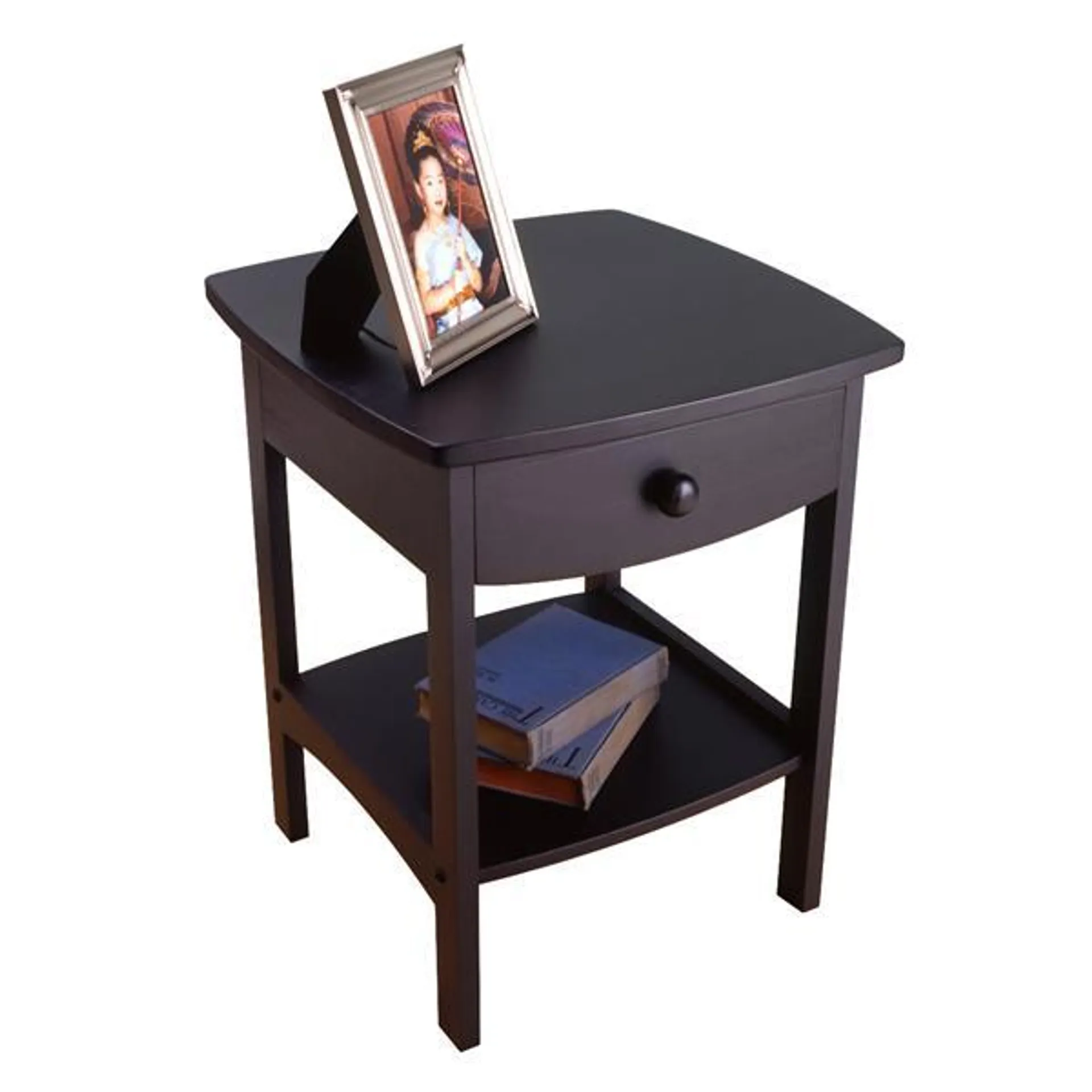 Table Claire, 18,03 po x 22,05 po, bois, noir