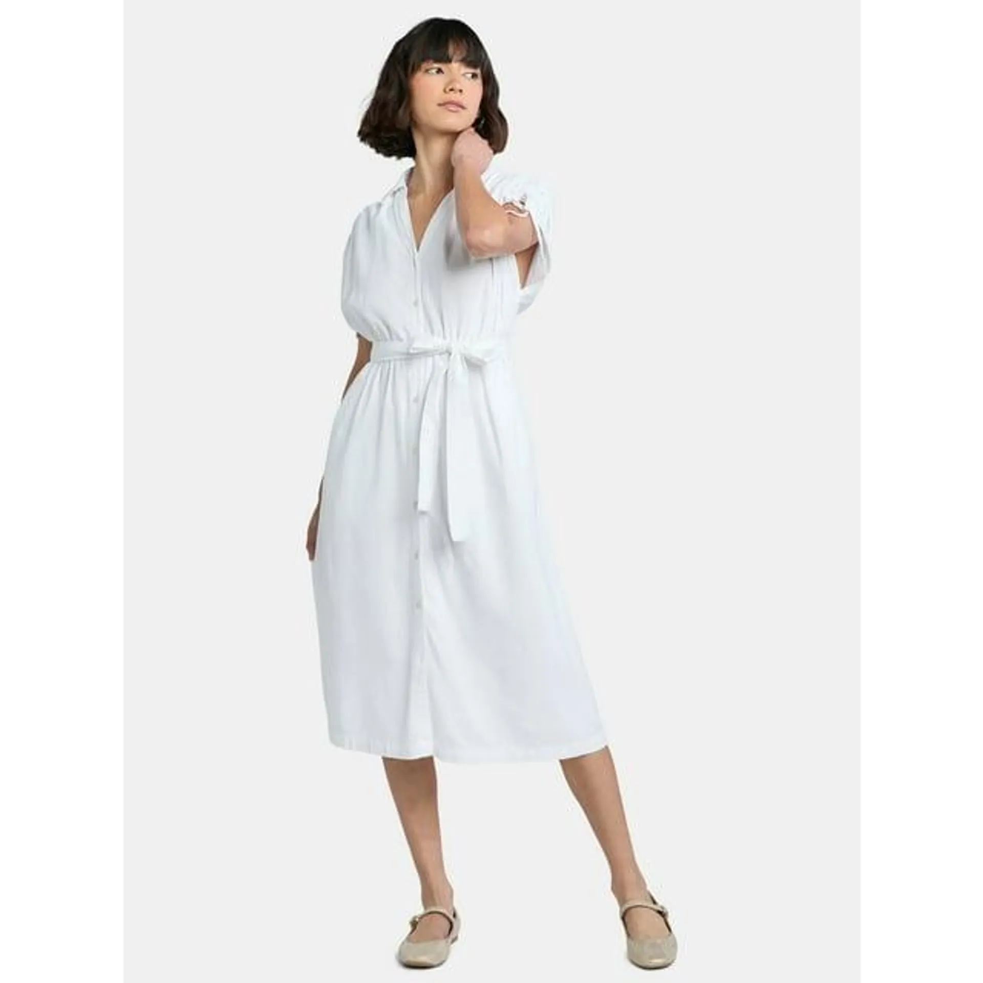 Time and Tru Women's and Women's Plus Midi Shirtdress, Sizes XS-4X