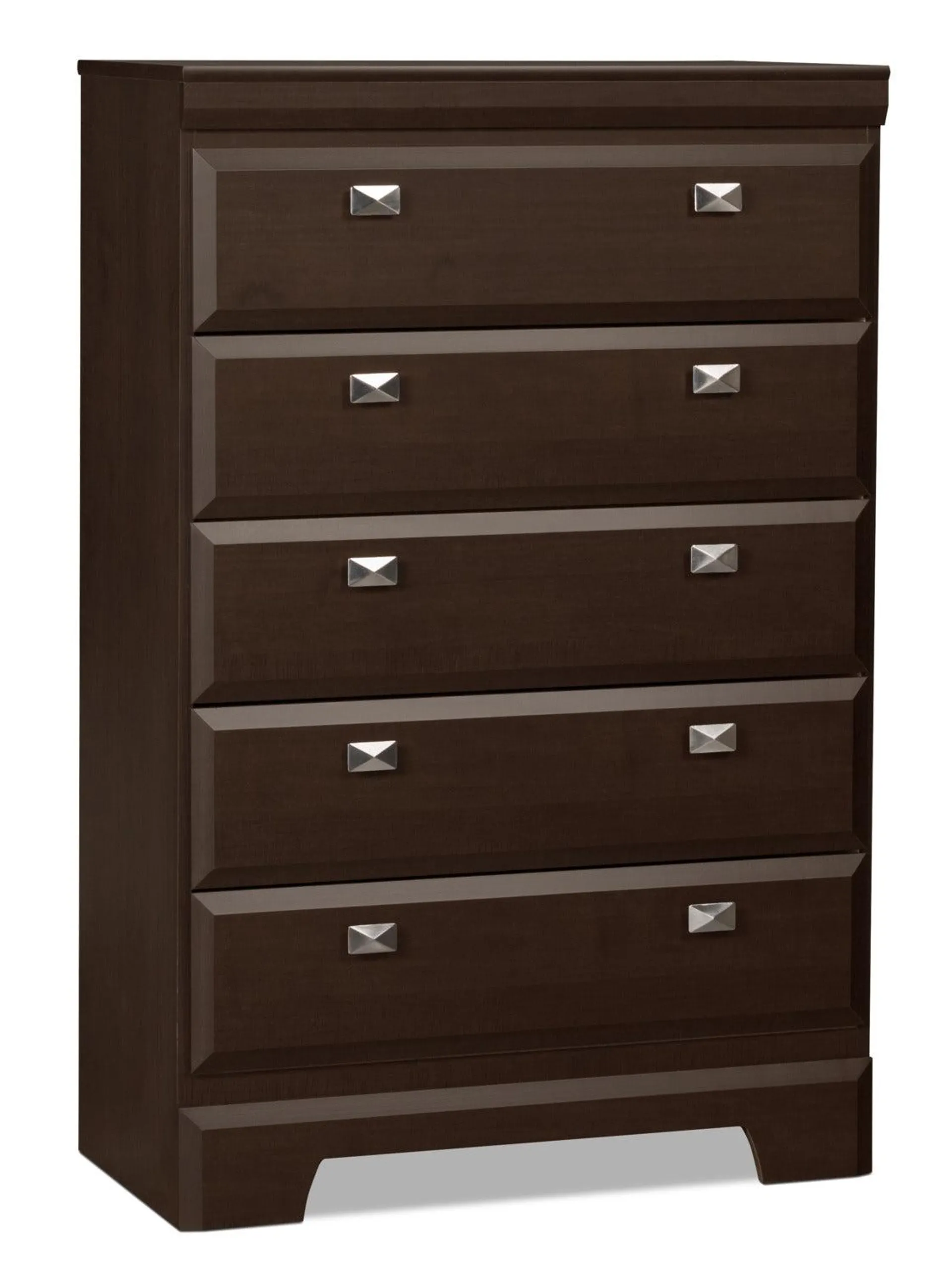 Commode verticale Yorkdale de 31,1 po (L) x 47,4 po (H) à 5 tiroirs pour la chambre à coucher, fabriquée au Canada - brune