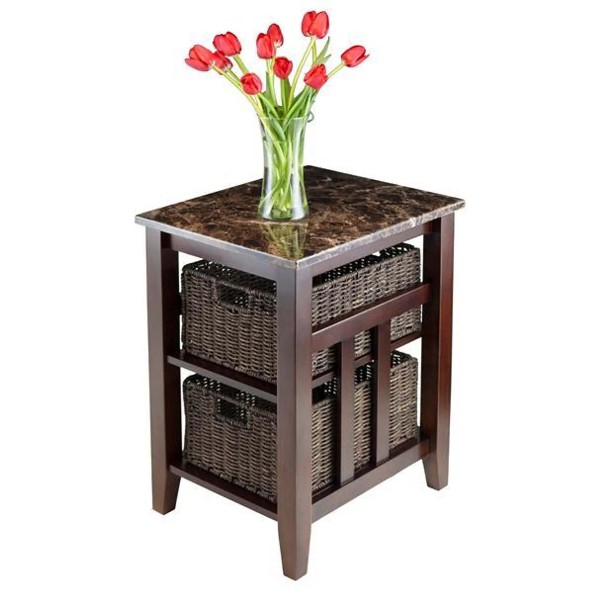 Table Zoey, 16,54 po x 25,04 po, bois, chocolat