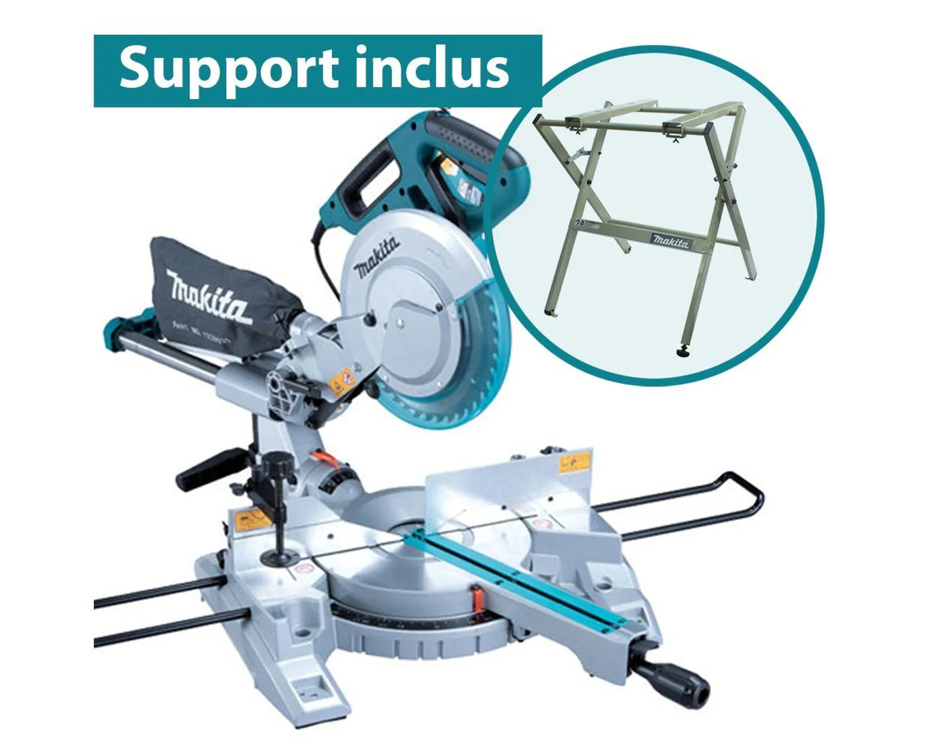 Scie à onglets combinés double coulisse 10'' avec laser LS1018L, Support inclus, Makita