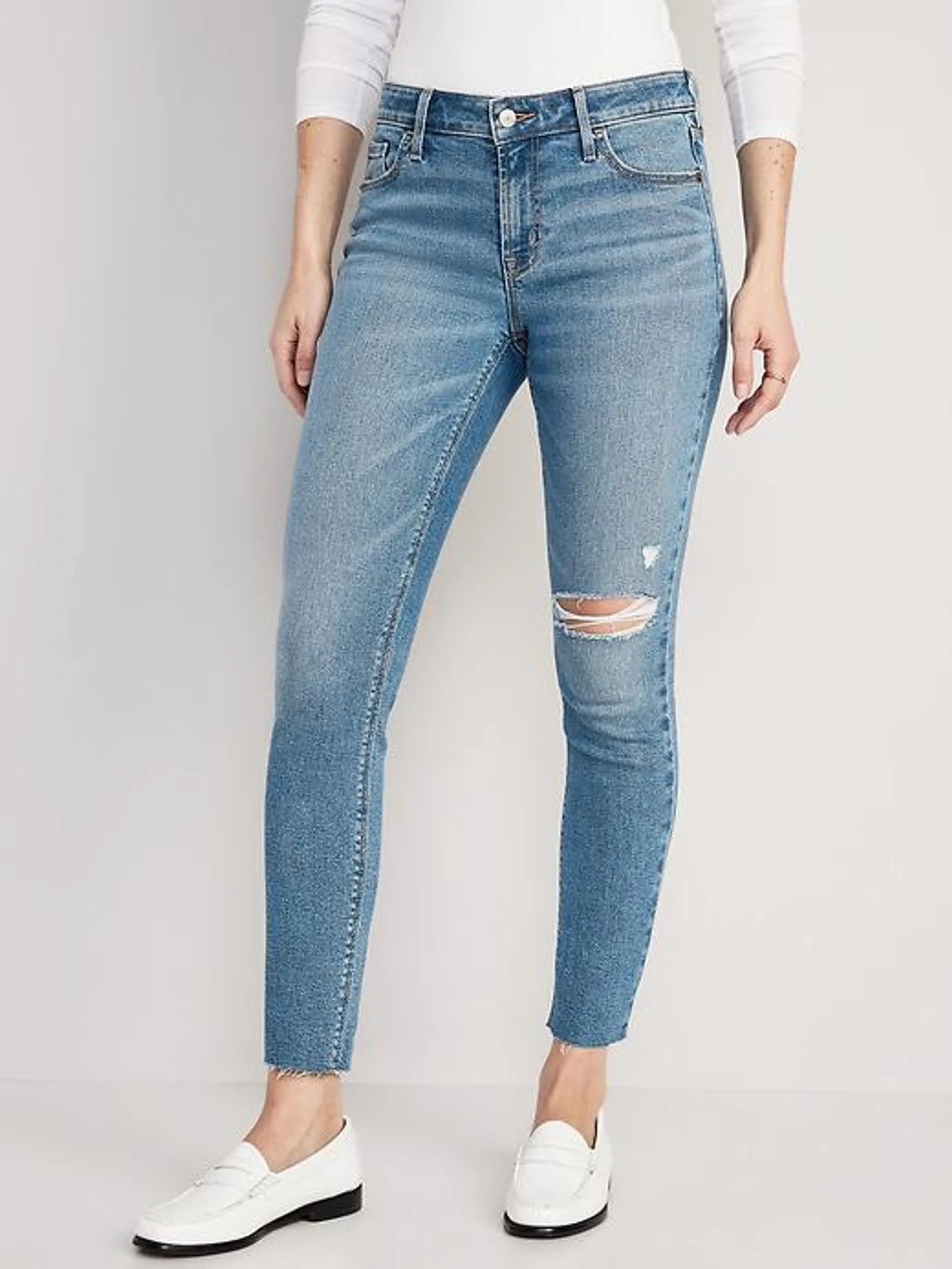 Mid-Rise Rockstar Super-Skinny Ankle Jeans
