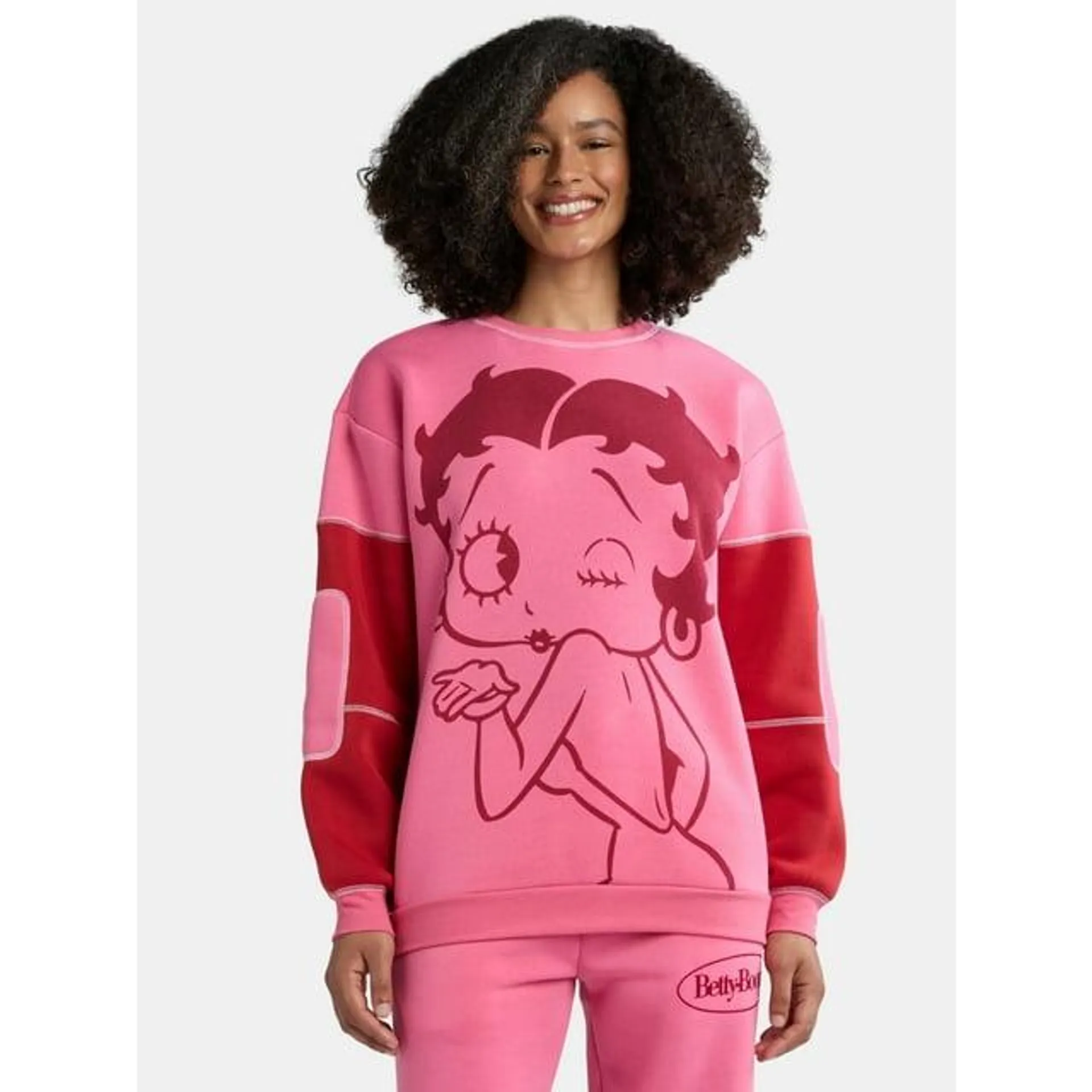 Betty Boop Women’s Colorblocked Graphic Sweatshirt, Sizes XXS-XXL