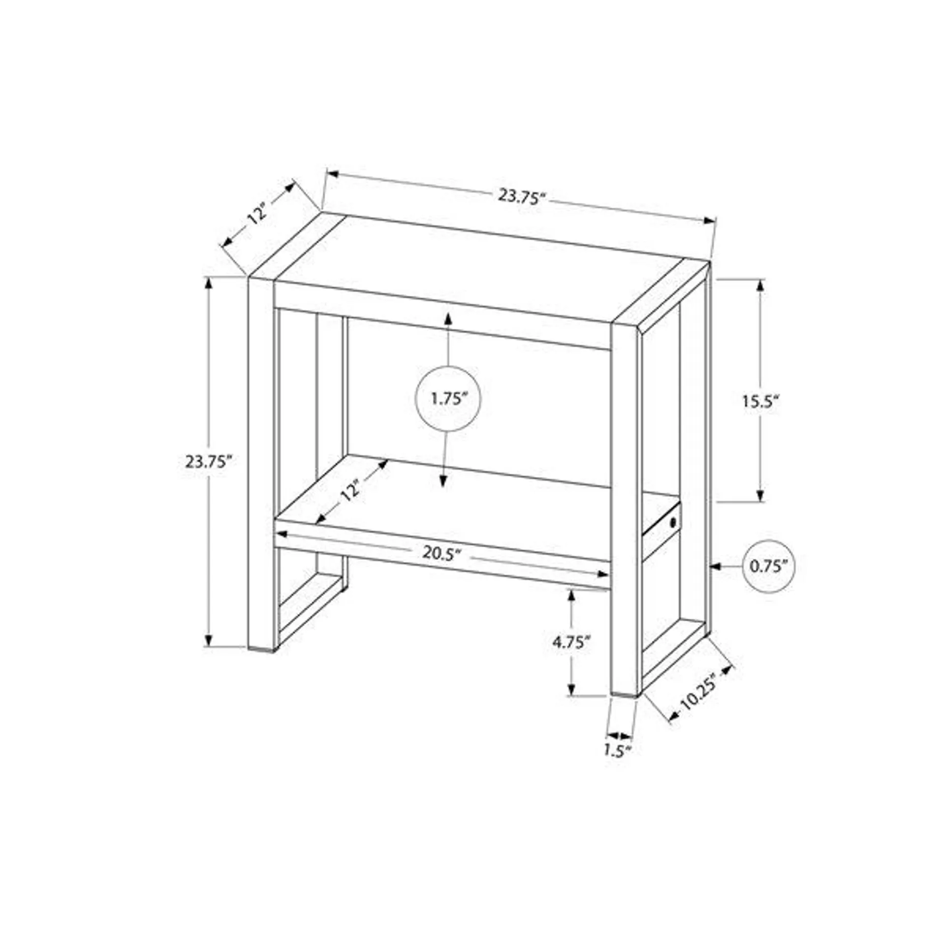 Table d'appoint rectangulaire en composite gris par Monarch Specialties