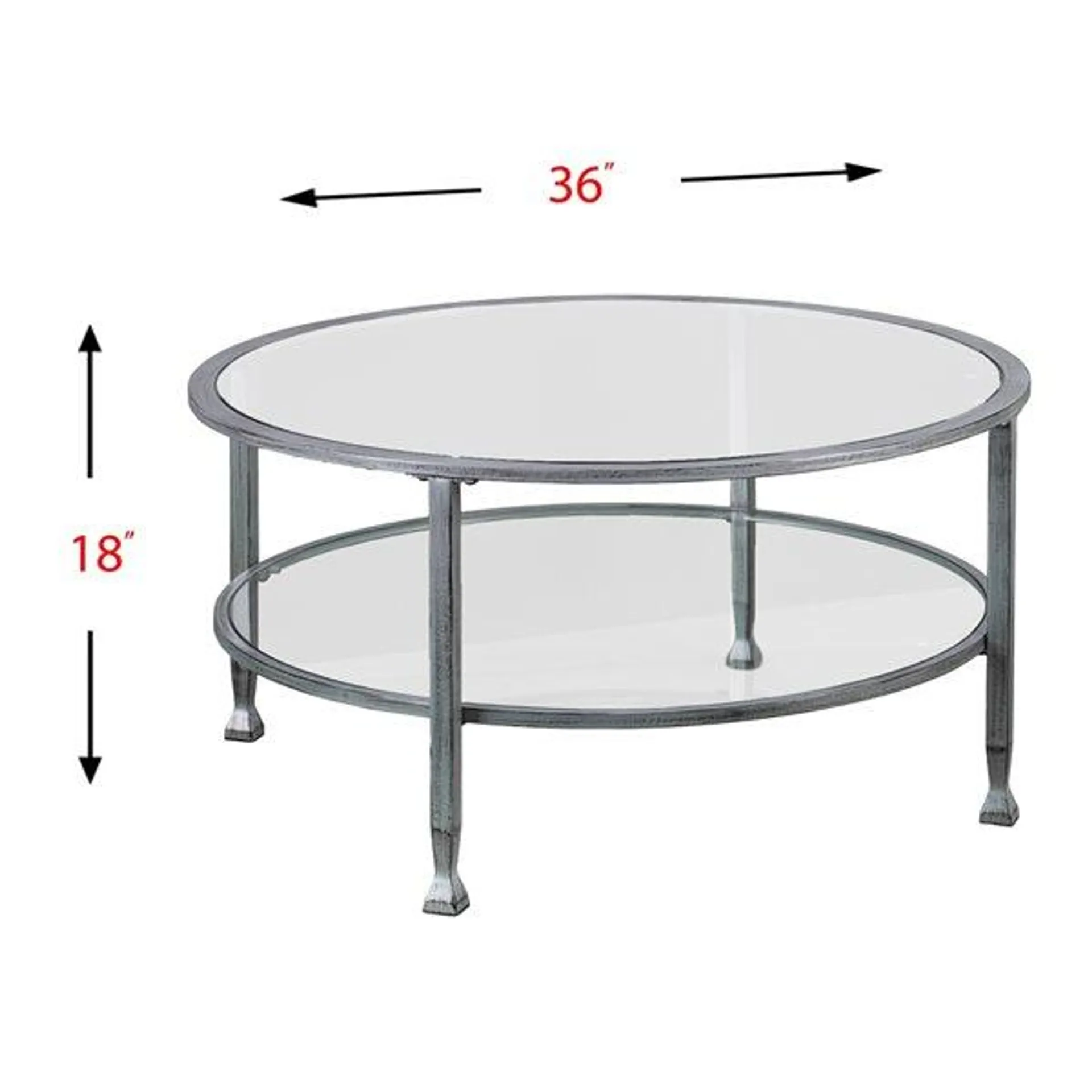 Table basse ronde Lea par Southern Enterprises en verre transparent