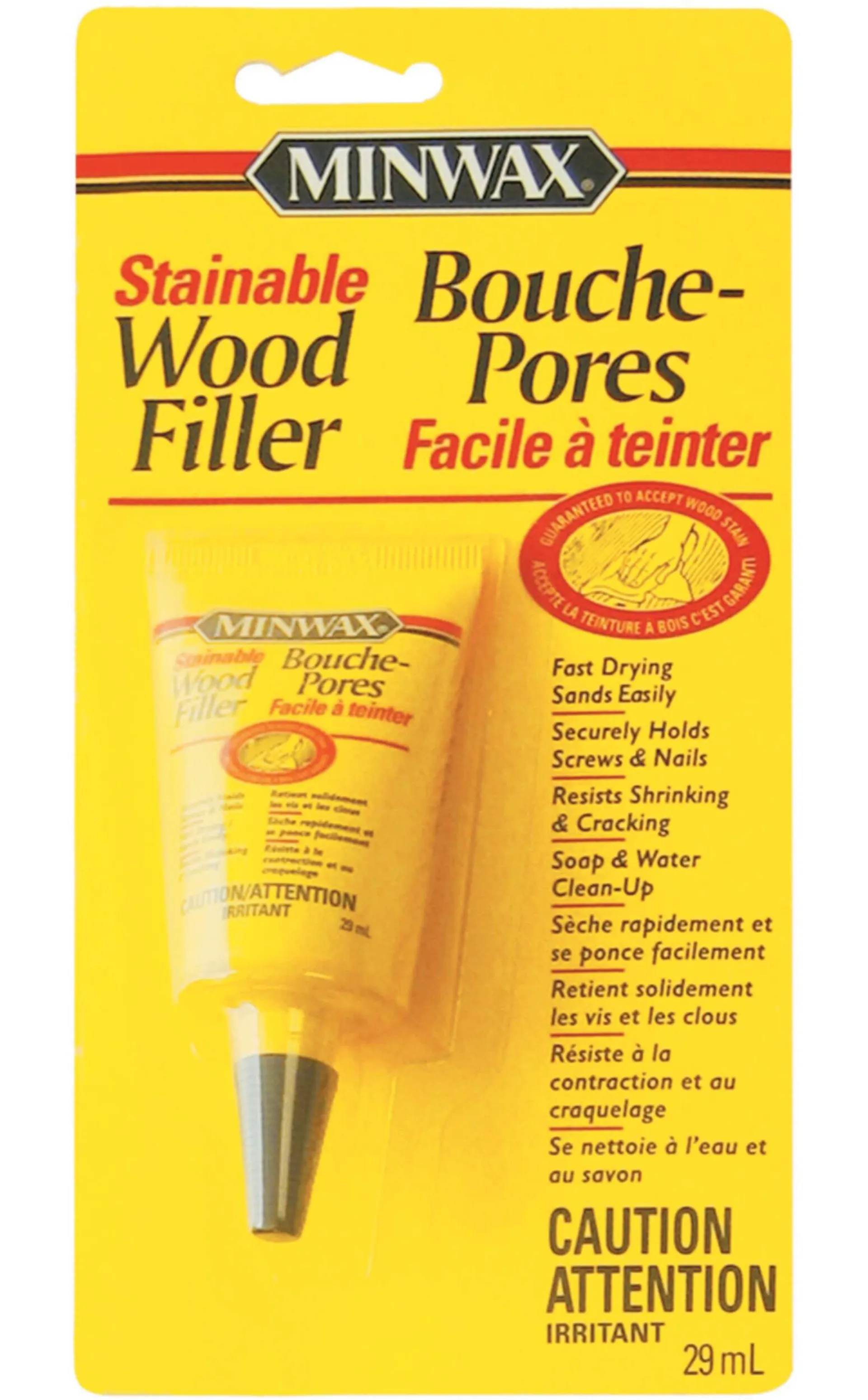 Bouche-pores pour l'intérieur et l'extérieur pouvant être teint Minwax, à base de latex, 29 mL