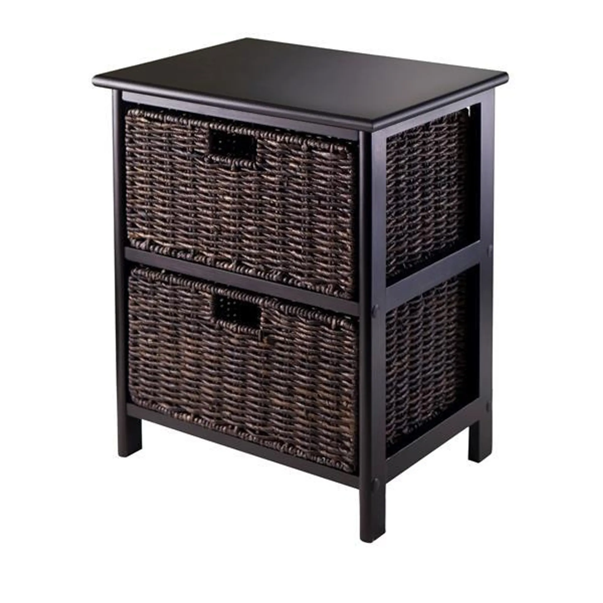 Support de rangement Omaha, 2 paniers, bois, noir