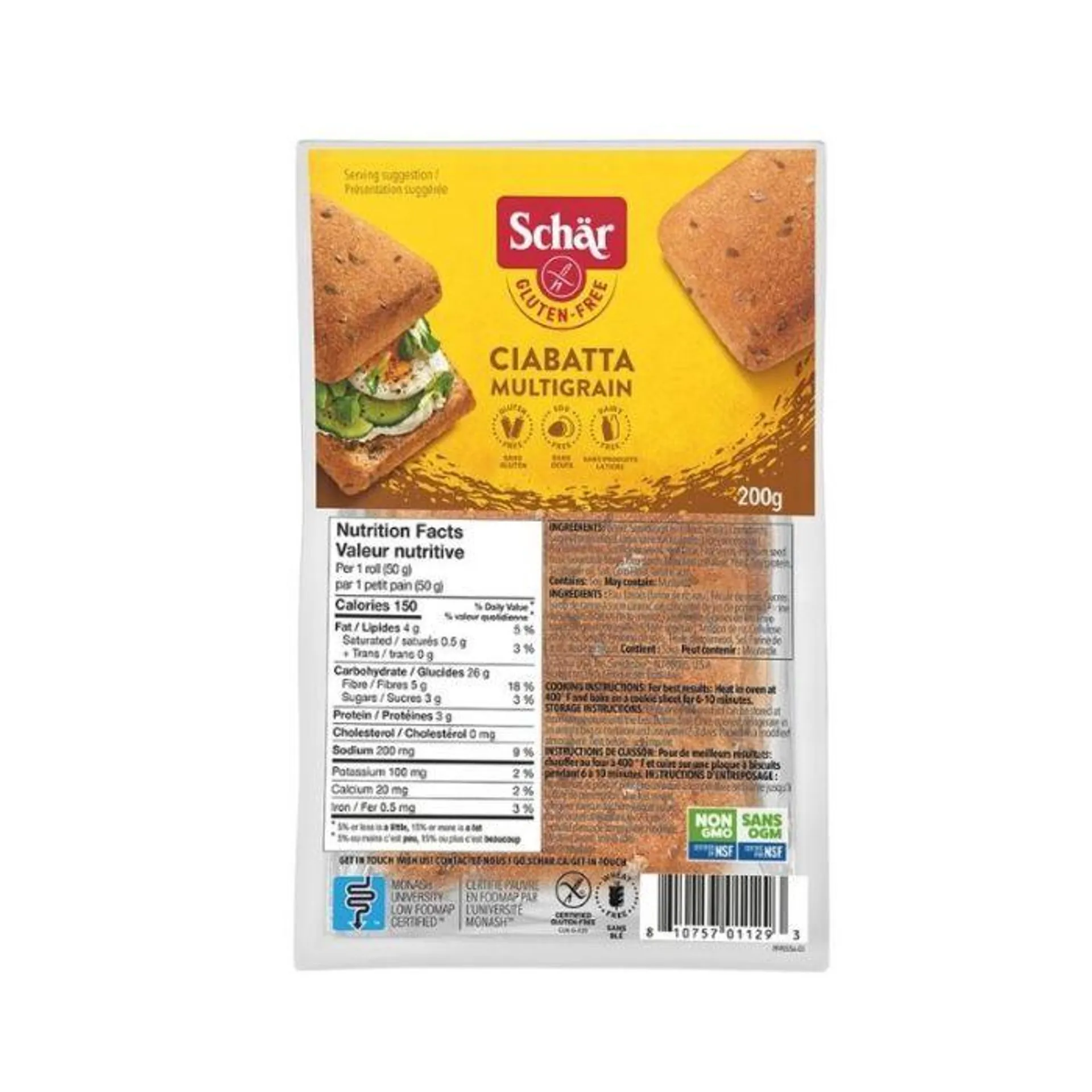 Pain ciabatta multigrain sans gluten