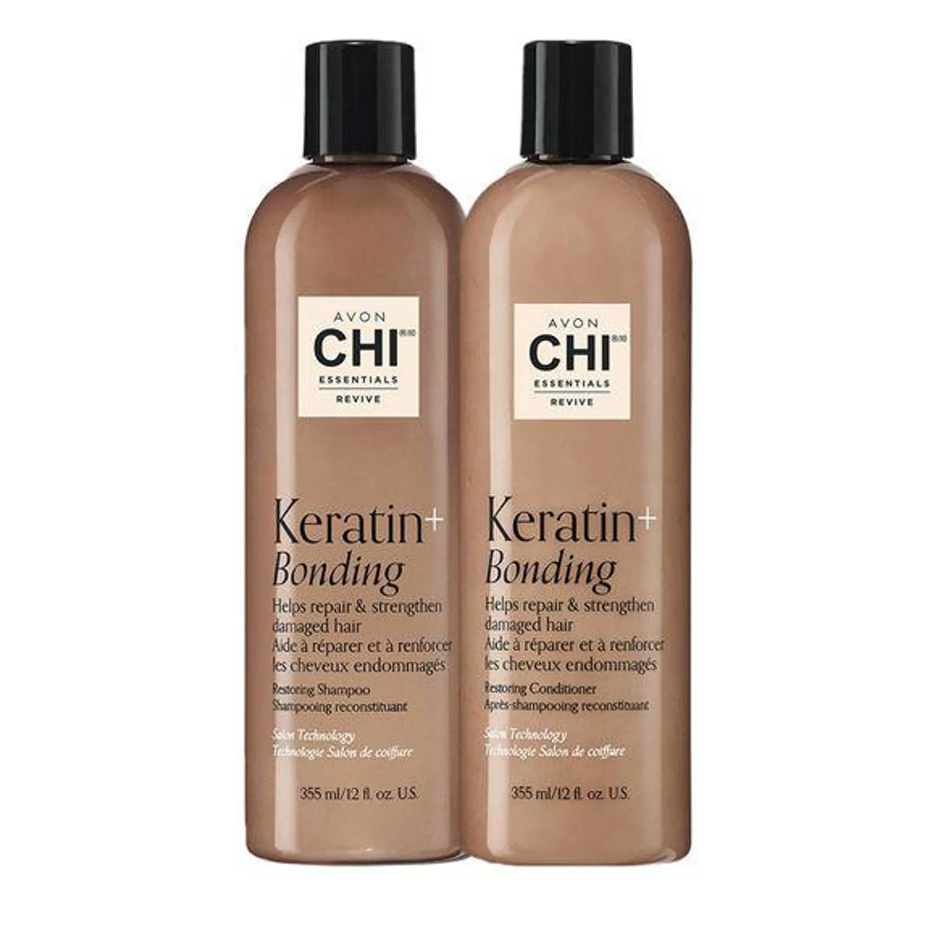 Duo Shampooing reconstituant et après-shampooing reconstituant CHIMD Essentials Revive Keratin + Bonding