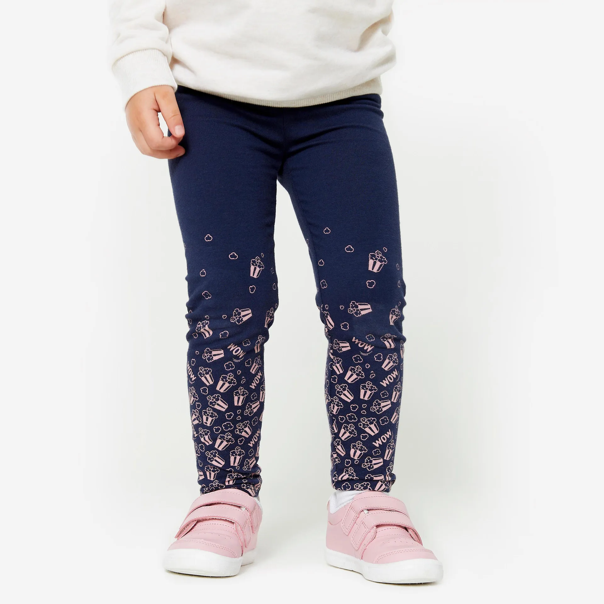 Legging en coton enfant - basique bleu/rose